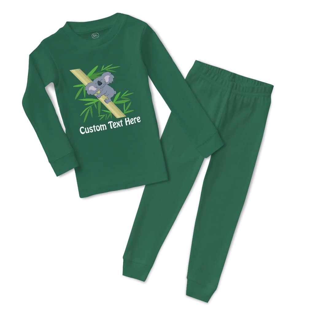 Custom Koala Hugging Bamboo Cotton Toddler Pajamas - Funny & Snug Fit Baby Boy & Girl Sleepwear for Cozy Nights & Playtime