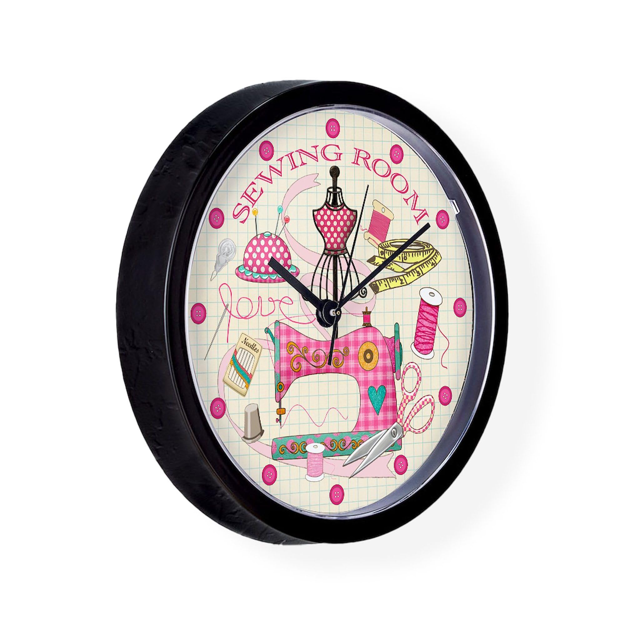 Sewing Room Wall Clock - 10 Inch Decorative Clock for Home, Kitchen, Office - Perfect for Craft Rooms, Sewing Studios & Workspaces
