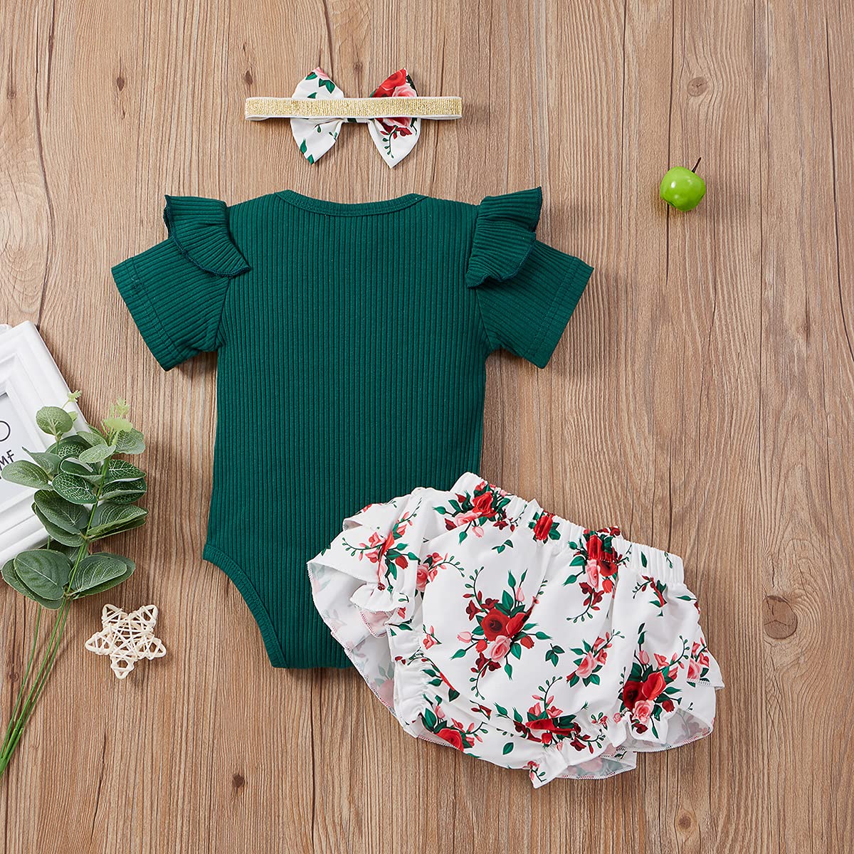 Yccutest Newborn Baby Girl Clothes Set - Cute Summer Outfits for Toddlers with Short Sleeve Romper, Floral Shorts & Bow Headband - Perfect for Playdates, Beach Trips & Photo Shoots