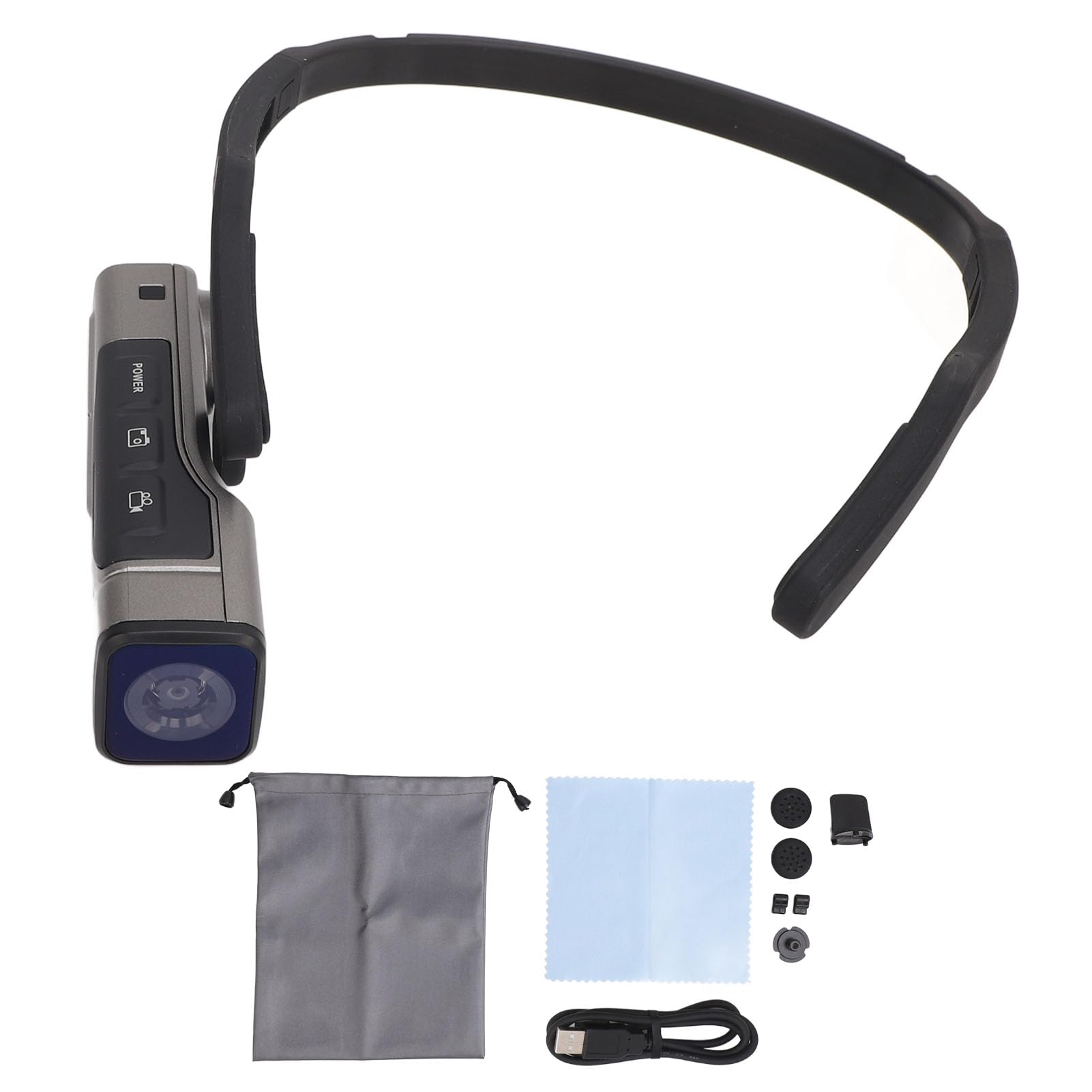 Plyisty 4K 60FPS/30FPS Wearable Head Mounted Action Camera with 2-Axis Anti-Shake Stabilizer, 20MP Autofocus & WiFi APP Connection - Perfect for Vlogging, Sports Recording, and Hands-Free Adventures
