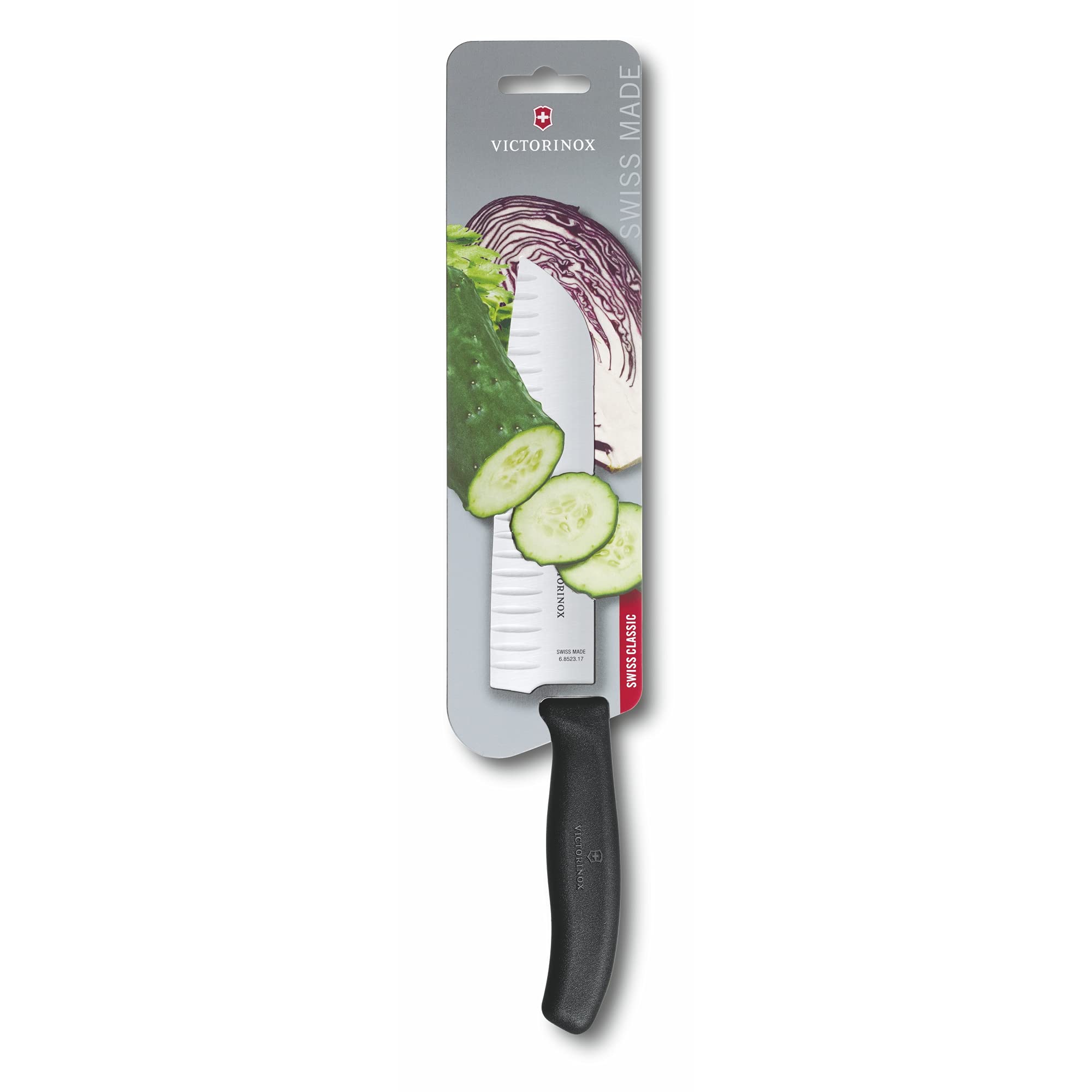 Victorinox Santoku Knife 7-Inch - High Carbon Stainless Steel Blade with Ergonomic Black Handle - Professional Kitchen Knife for Chopping, Slicing & Dicing Vegetables, Meat & Fish