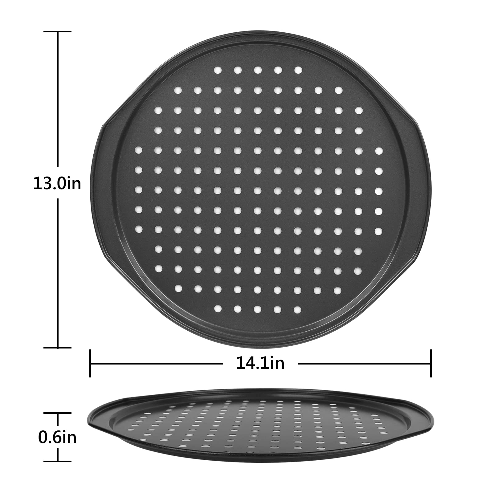 Beasea 2 Pack 12 Inch Non-Stick Carbon Steel Pizza Pan with Holes - Round Crisper Baking Tray for Home, Kitchen & Restaurant Oven - Perfect for Homemade Pizza, Bread, Cookies & Baking Parties