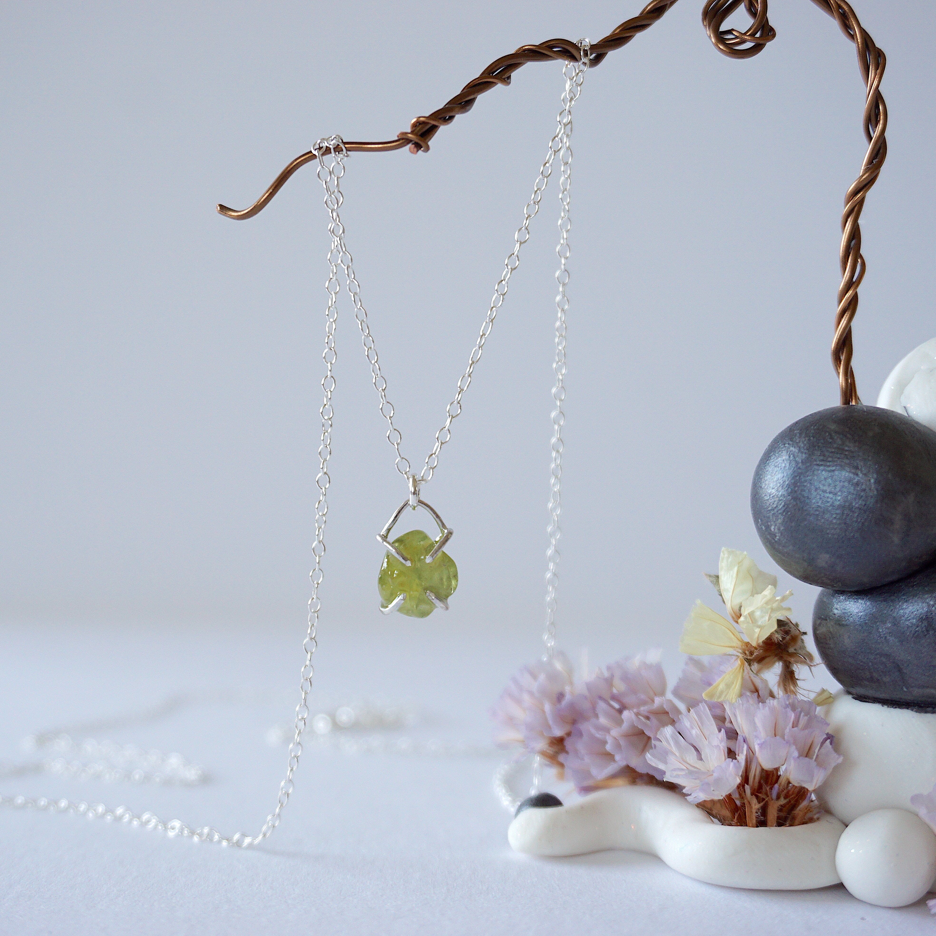 Peridot Huggie Charm Necklace - Sterling Silver Jewelry for Women, Dainty & Elegant - Perfect for Everyday Wear, Gifts & Special Occasions