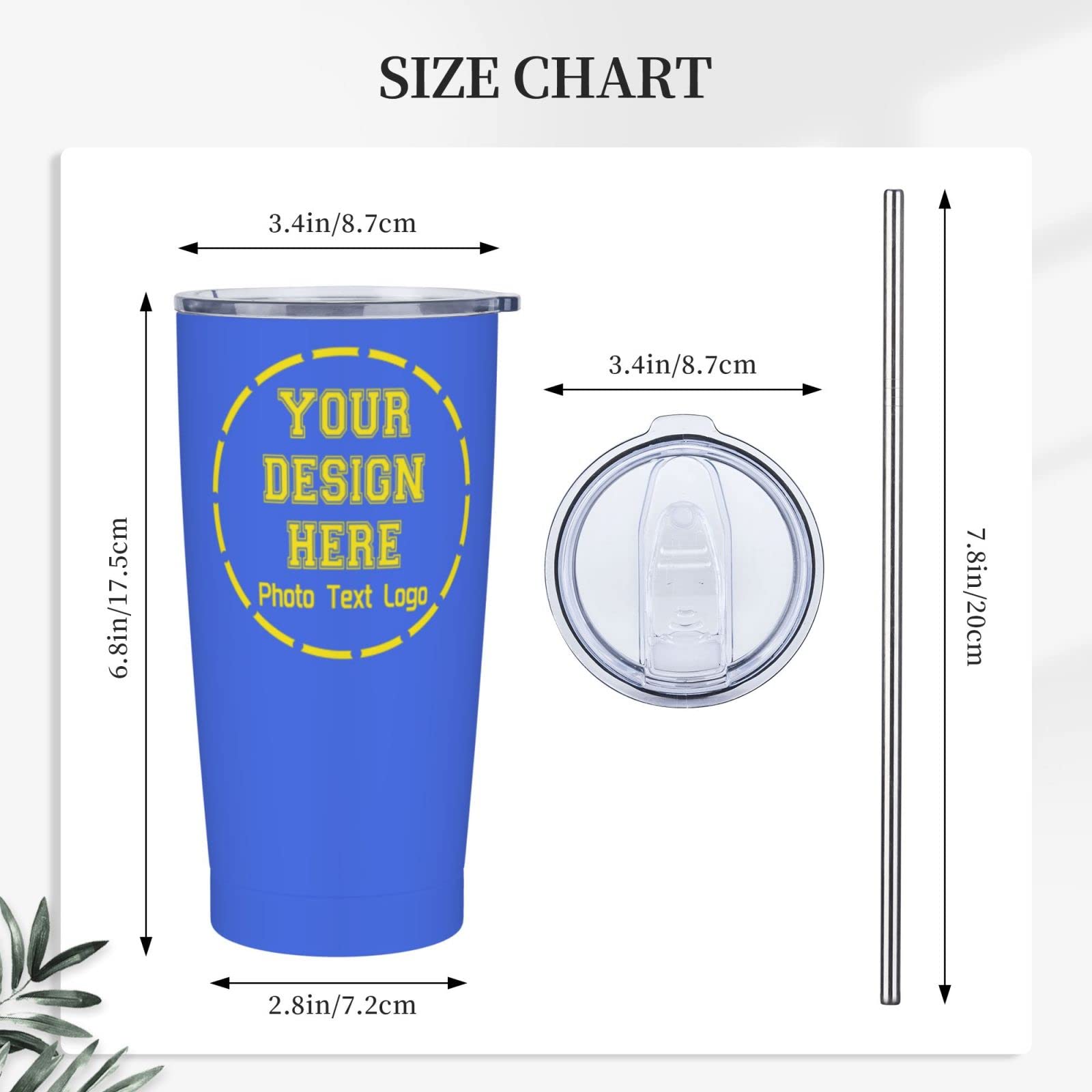 Custom 20 oz Stainless Steel Tumbler with Personalized Text & Photo - Insulated Travel Mug for Hot/Cold Drinks - Perfect Gift for Kids, Adults & Family - Great for Office, School, Camping & Road Trips