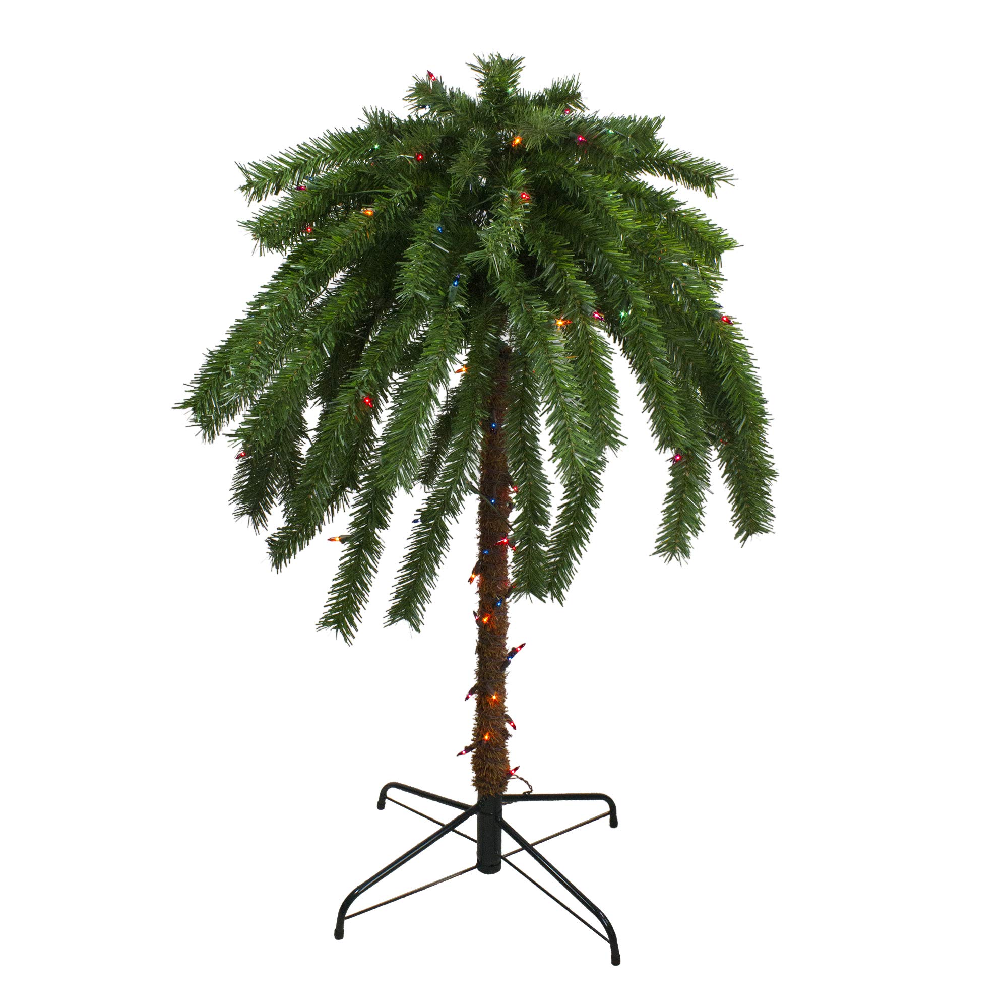 4ft Pre-Lit Artificial Tropical Palm Tree with Multicolor LED Lights - Outdoor Patio Decor for Poolside, Garden, and Backyard Landscaping