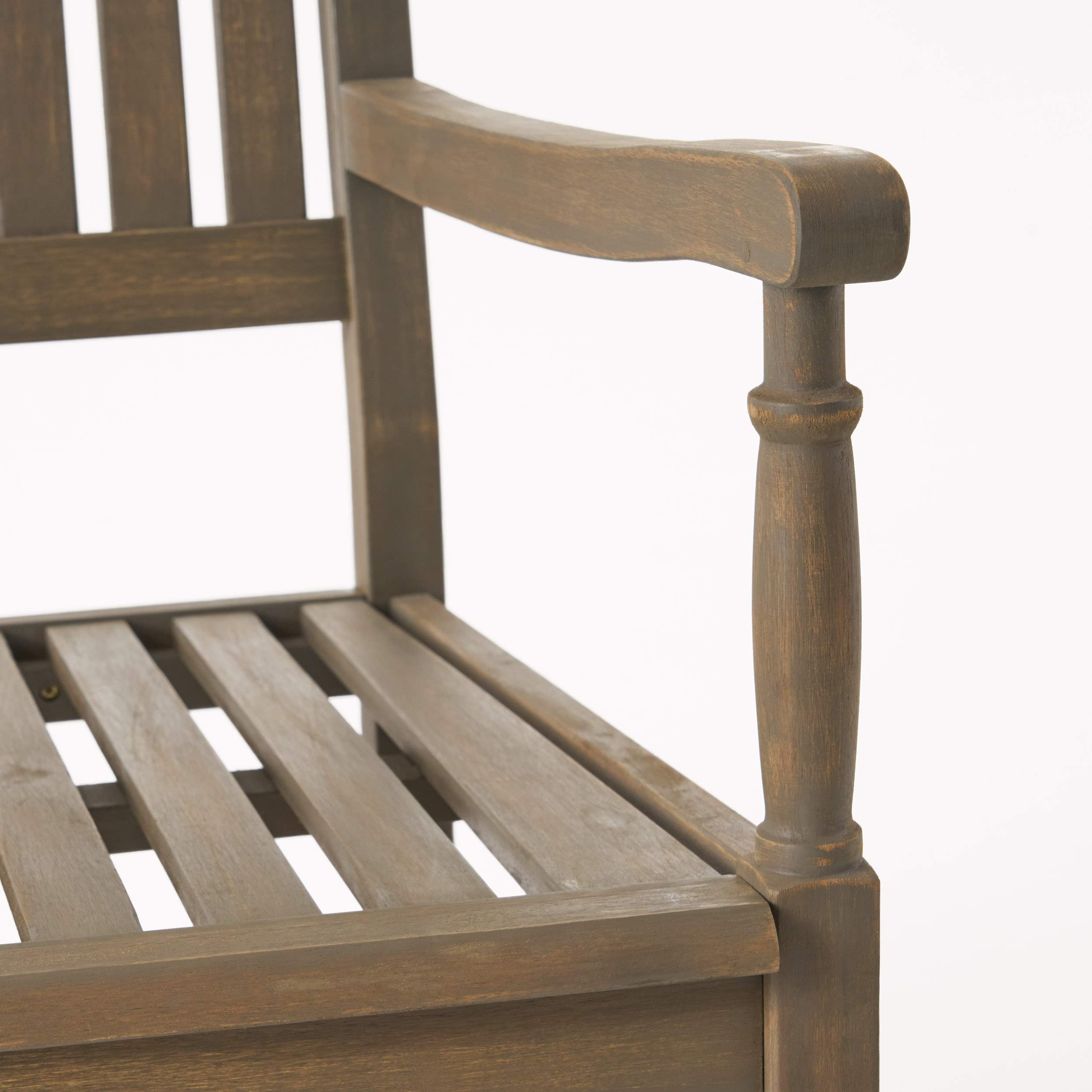 Premium Acacia Wood Outdoor Rocking Chair - Gray Patio Furniture for Garden, Porch & Backyard Relaxation | Weather-Resistant Comfort Seating for Adults | GDFStudio Modern Rocking Chair