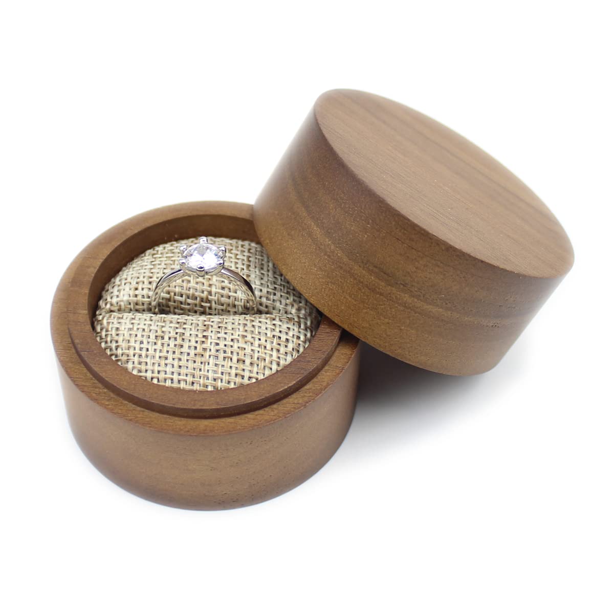 Rustic Walnut Wood Ring Box for Engagement Wedding - Proposal Storage Gift