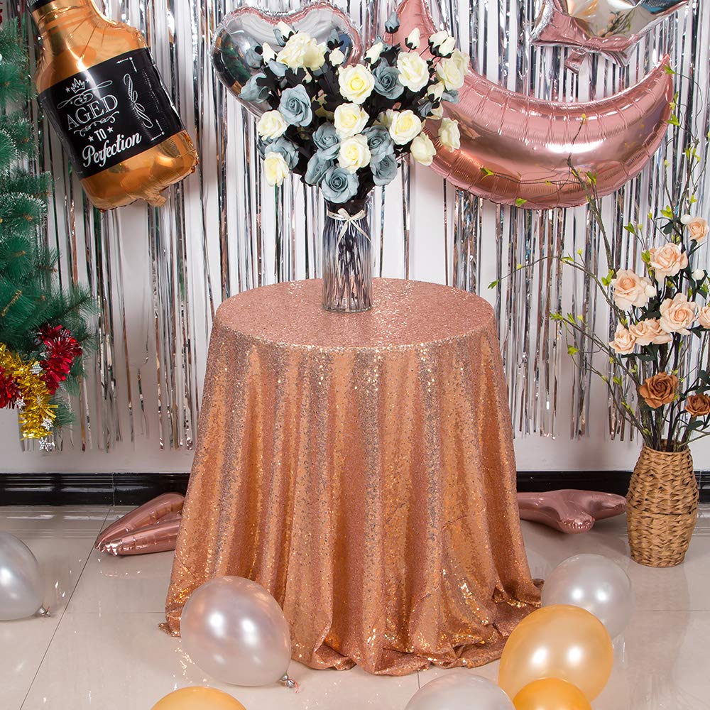 JYFLZQ Rosre Gold Sequin Tablecloth - 70