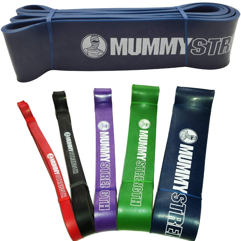 MummyStrength Resistance Bands for Men & Women - Heavy Duty Pull Up Assist Bands for Powerlifting, Strength Training & Home Workouts | Compatible with All Pull Up Bars & Gym Stations | Includes Exercise Guide (Ideal for Home Gym, CrossFit & Physical Therapy)
