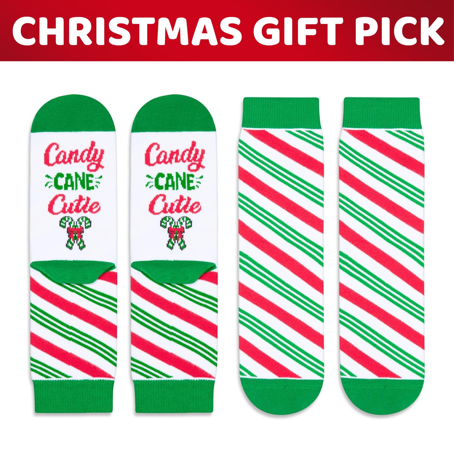 HappyPop Candy Cane Socks for Adults & Kids - Christmas Stocking Stuffers for Holiday Gifts