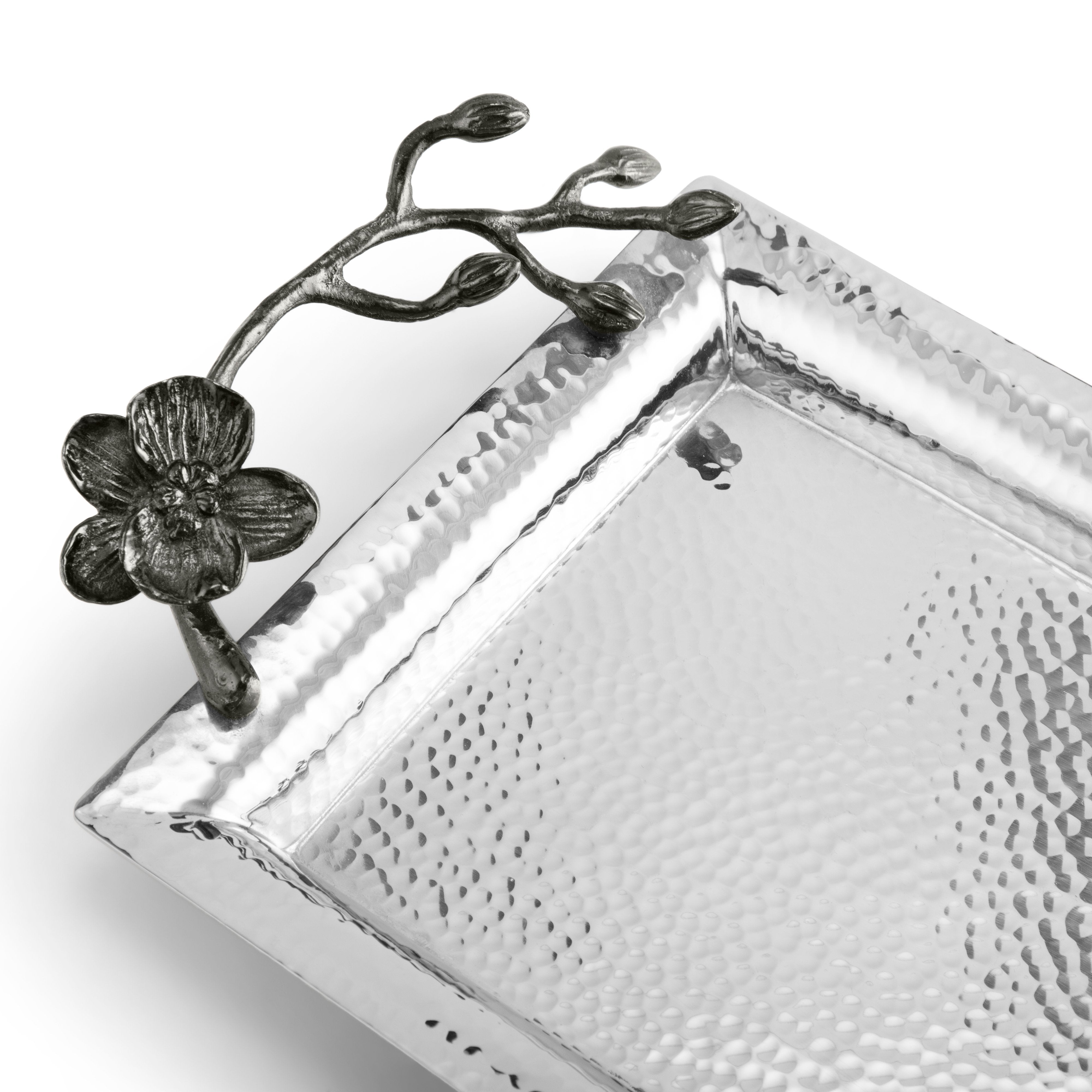 Elegant Black Orchid Serving Tray - Stylish Wooden Tray for Tea, Coffee, Breakfast in Bed, Party Snacks & Home Decor - Perfect for Entertaining & Gift Giving