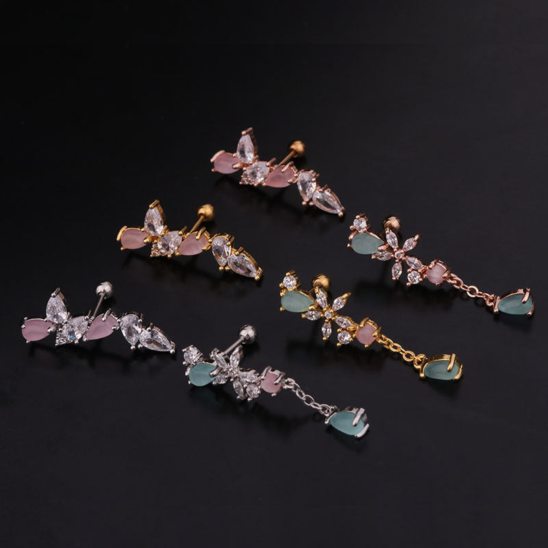 20G Cartilage Dangle Stud Two Hole Earrings for Tragus Piercing - Stylish Body Jewelry for Women | Perfect for Everyday Wear, Parties & Special Occasions