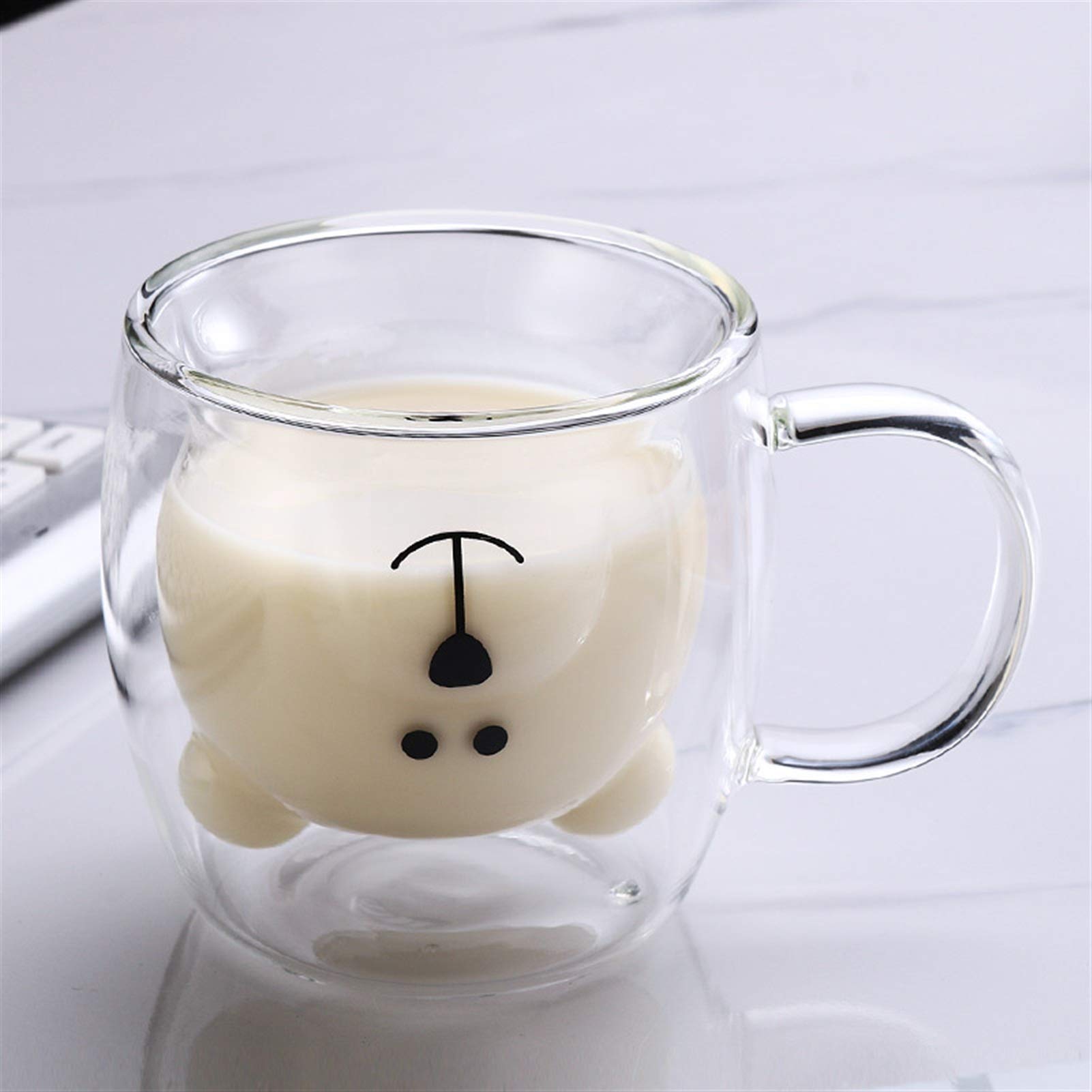 Creative Cute Bear Double Wall Glass Coffee Mug - Insulated for Hot & Cold Drinks, Milk, Latte, Tea - Perfect Valentine's Day & Christmas Gift for Her - Ideal for Home, Office, and Coffee Shop Use (Color: C)