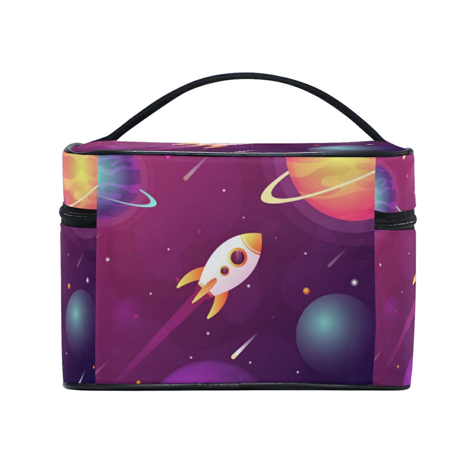 Rocket Star Planet Cartoon Makeup Bag - Cute Cosmetic Organizer with Zipper for Women & Girls | Perfect for Travel, School, and Daily Makeup Storage