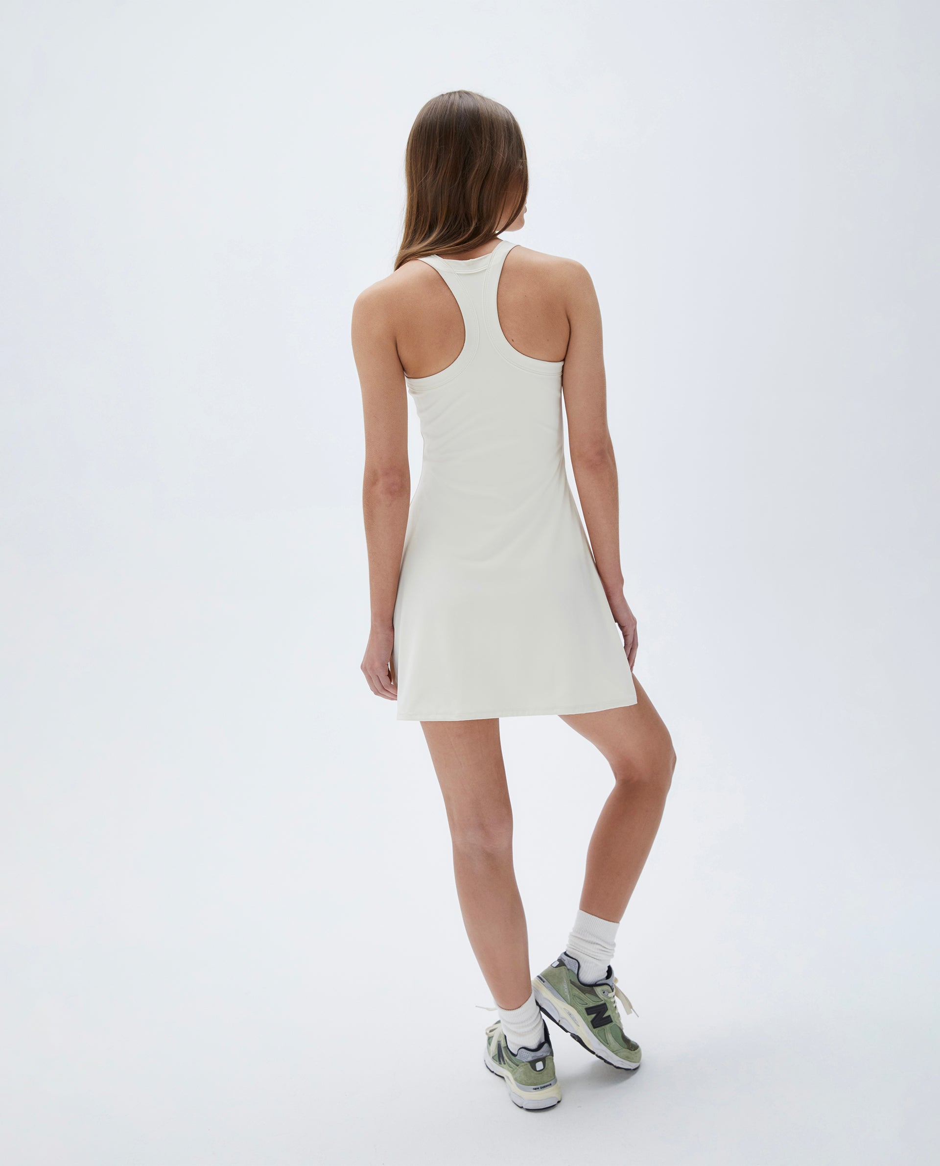 Elegant Wide Binding Racer Dress in Marshmallow White - Perfect for Casual Outings, Date Nights & Summer Events