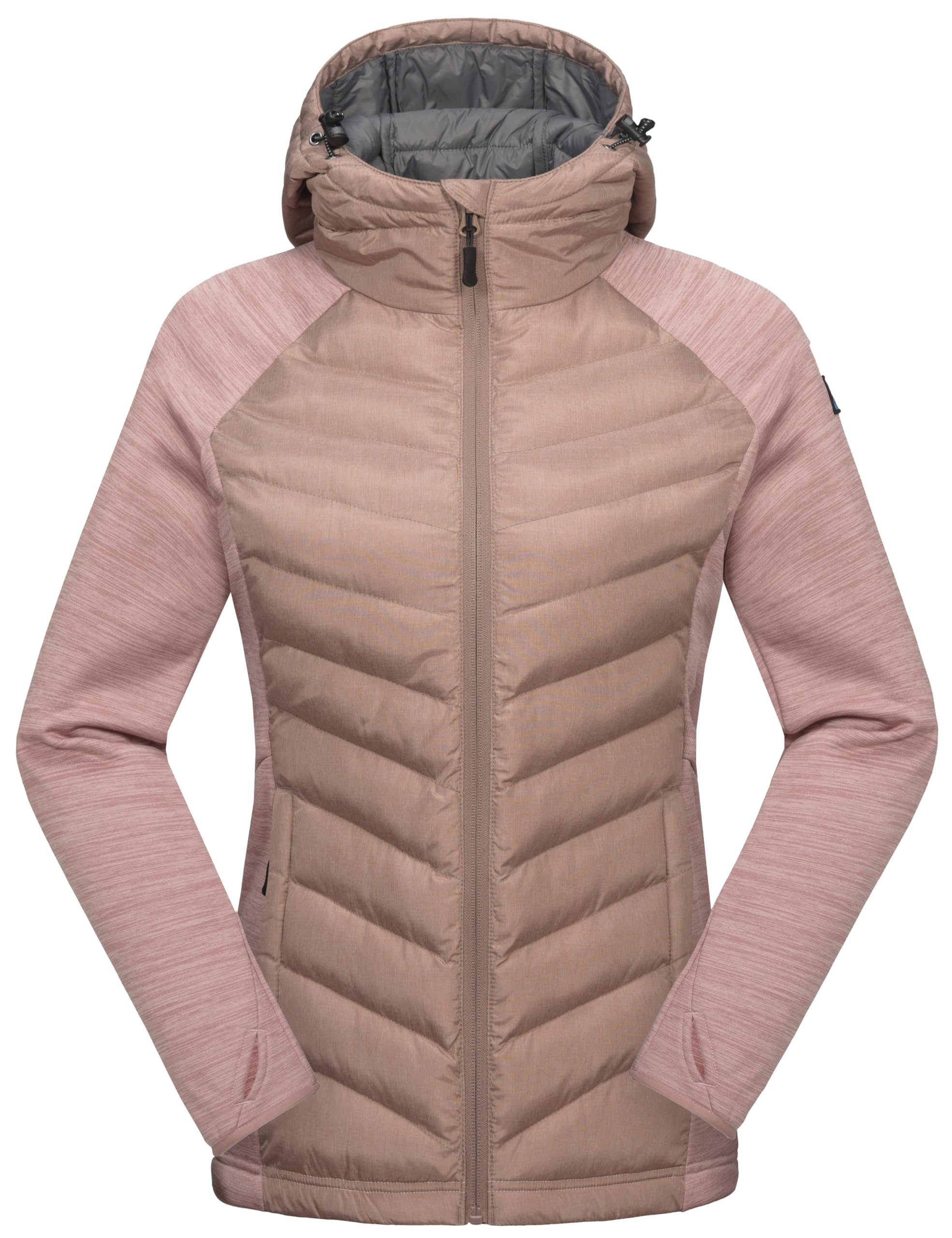 Mapamyumco Women's Insulated Hiking Jacket - Lightweight Thermal Running Hybrid Jacket with Hood, Waterproof & Breathable for Outdoor Activities | Perfect for Hiking, Camping, and Winter Sports