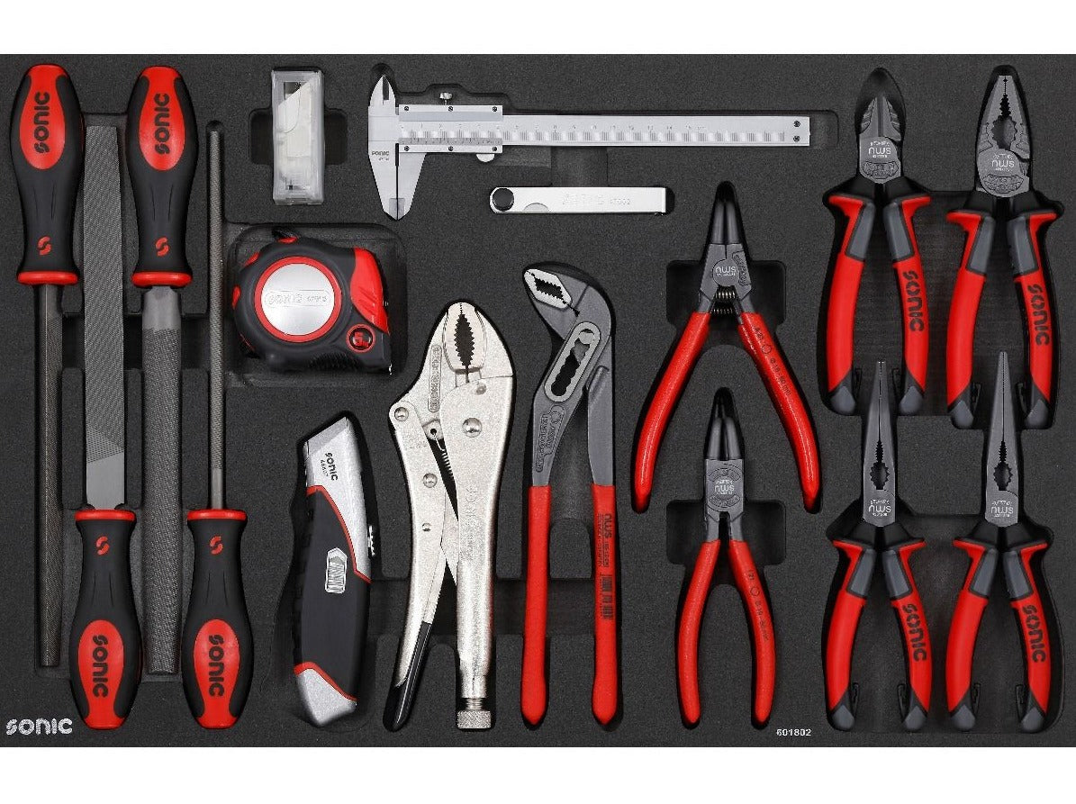 18-Piece Sonic Foam System Pliers Set - Medium (26) - Professional Automotive & DIY Repair Tool Kit for Mechanics and Home Use
