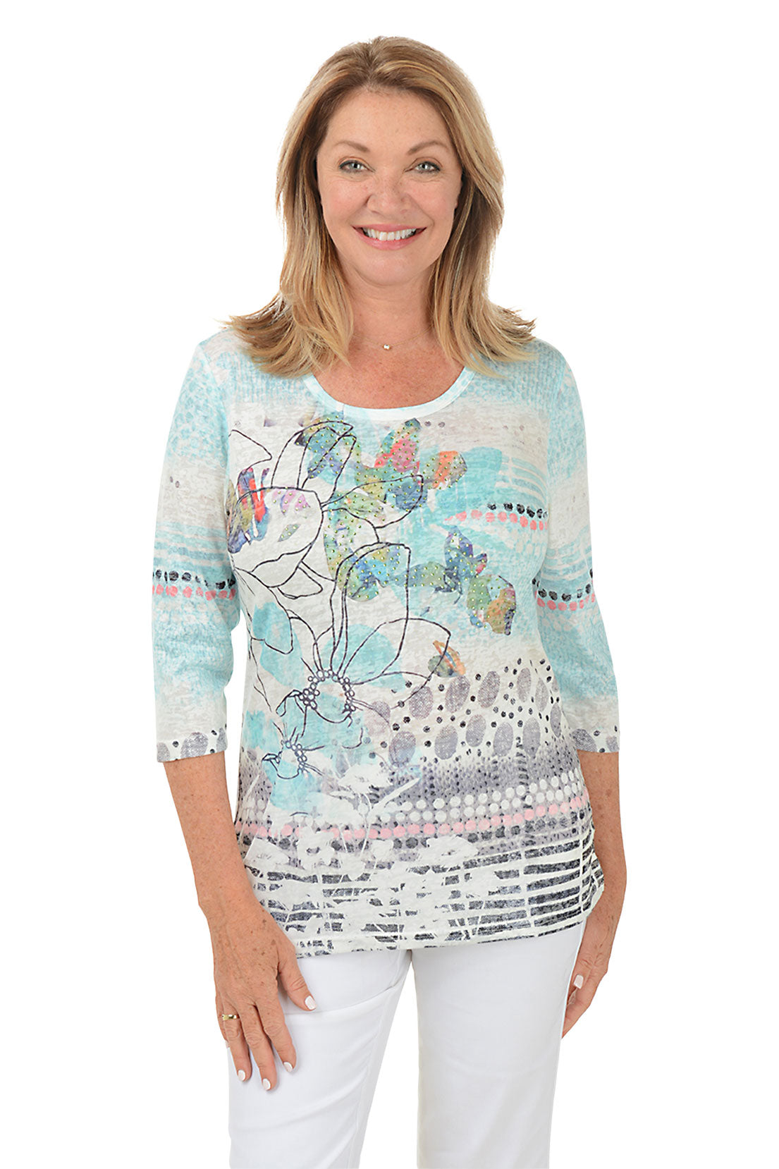 Elegant Decoupage Jeweled Knit Top for Women - Fashionable Beaded Blouse for Party, Date Night & Special Occasions