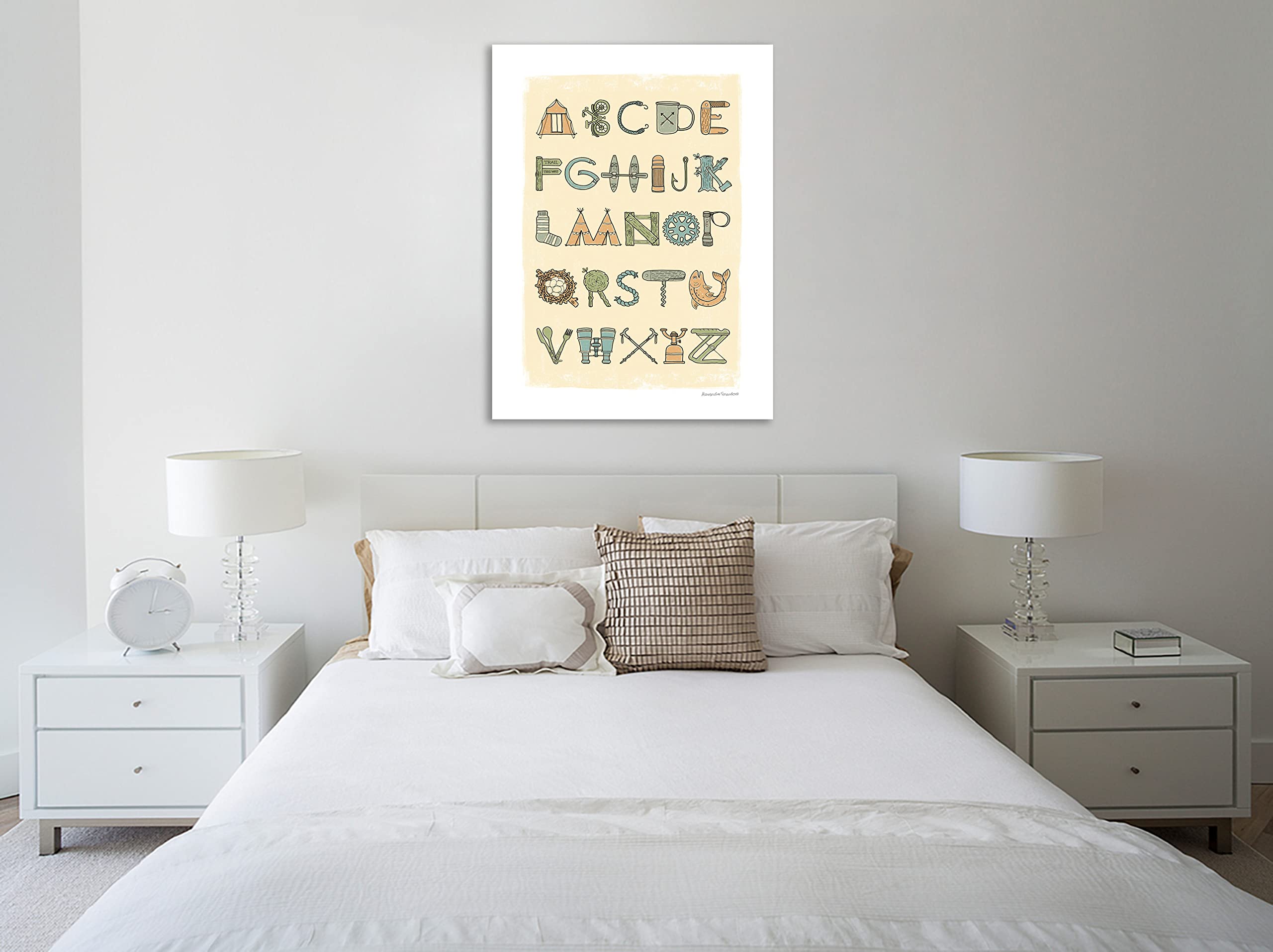 Jaxson Rea Camping Alphabet Gallery Wrapped Canvas Print by Alexandra Snowdon - 30x40 Inch Nature-Themed Wall Art for Kids Room, Nursery, or Cabin Decor