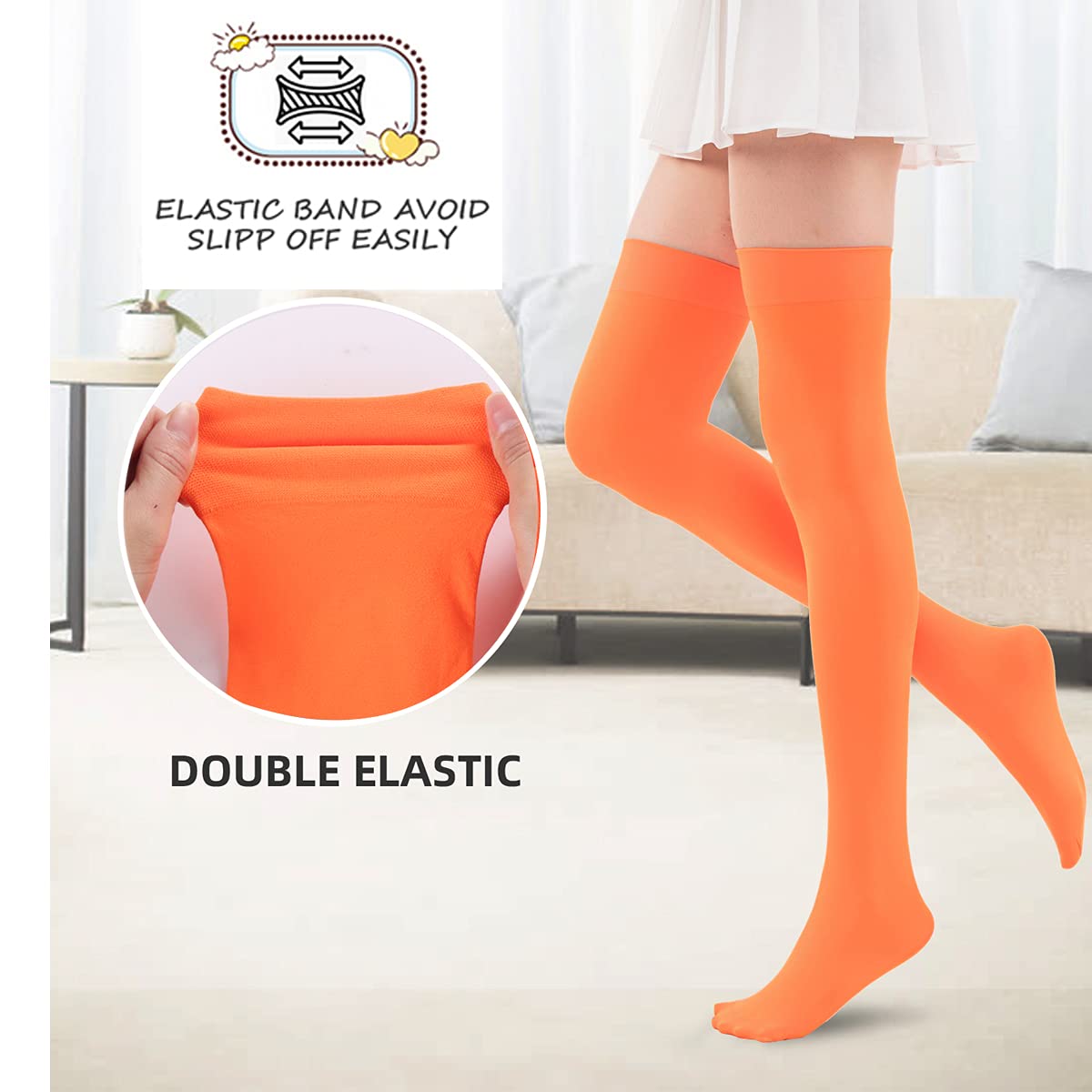 FELIZHOUSE Women's Extra Long Thigh High Socks - Over Knee High Boot Stockings for Women & Girls - Opaque Warm Winter Socks for Halloween Costumes, Cosplay & Everyday Fashion