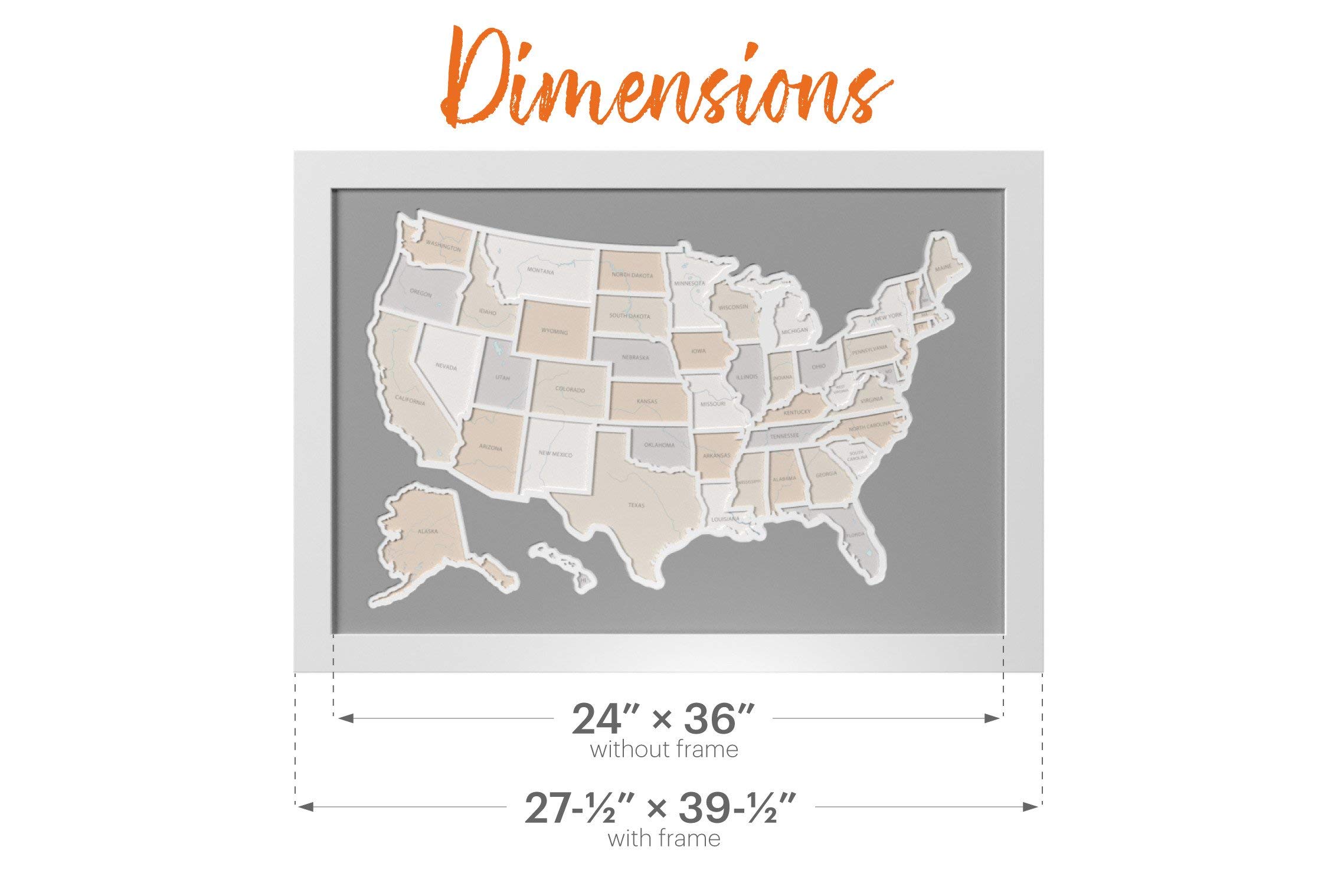 50 States USA Photo Map - Customizable Frame Options (Driftwood or Black) - Handmade in America - Perfect for Home Decor, Office Wall Art & Patriotic Gifts