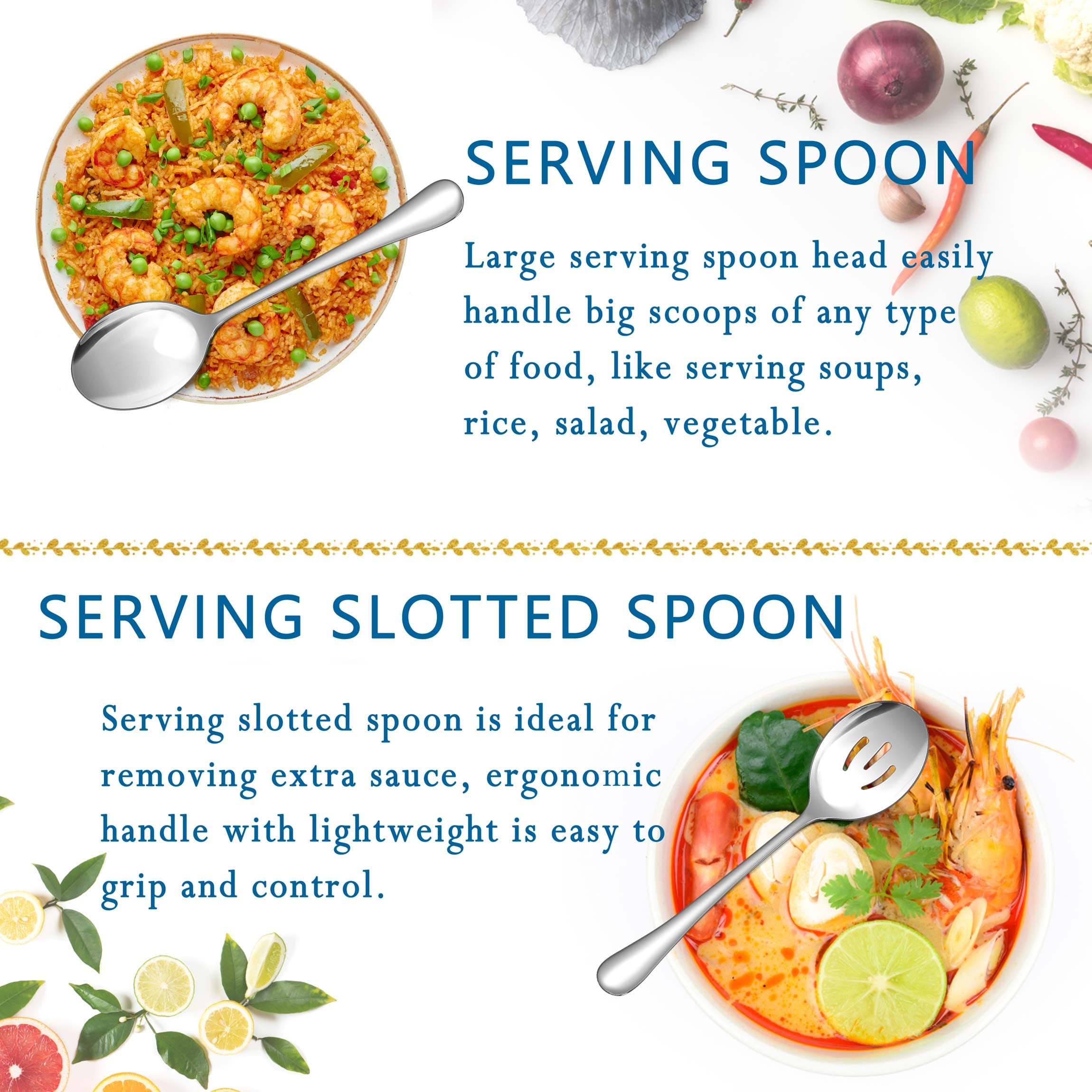 Herogo 12-Piece Stainless Steel Serving Utensil Set - 8.7