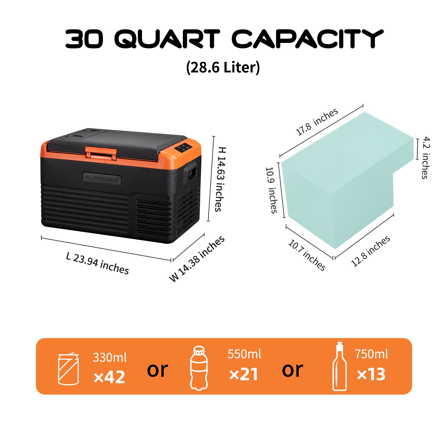 Alpicool CL30 12V Portable Car Refrigerator Freezer - Compact Mini Fridge for Road Trips, Camping & Outdoor Adventures