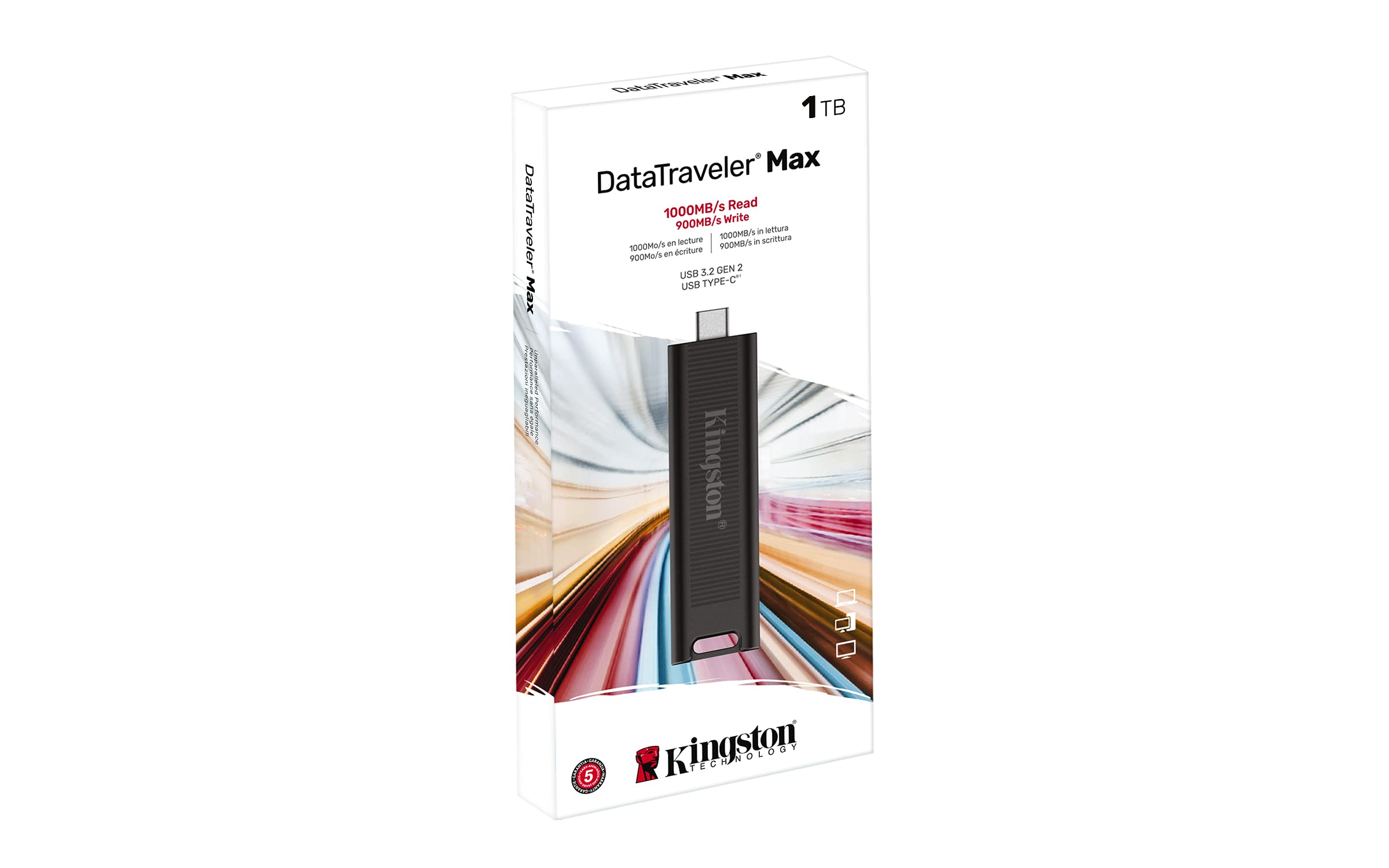 Kingston DataTraveler Max 1TB USB-C Flash Drive - High-Speed USB 3.2 Gen 2 (Up to 1000MB/s) - Portable Storage for Mac, Windows, Laptops, PCs - Perfect for 4K Videos, Large Files, Backups & Business Use