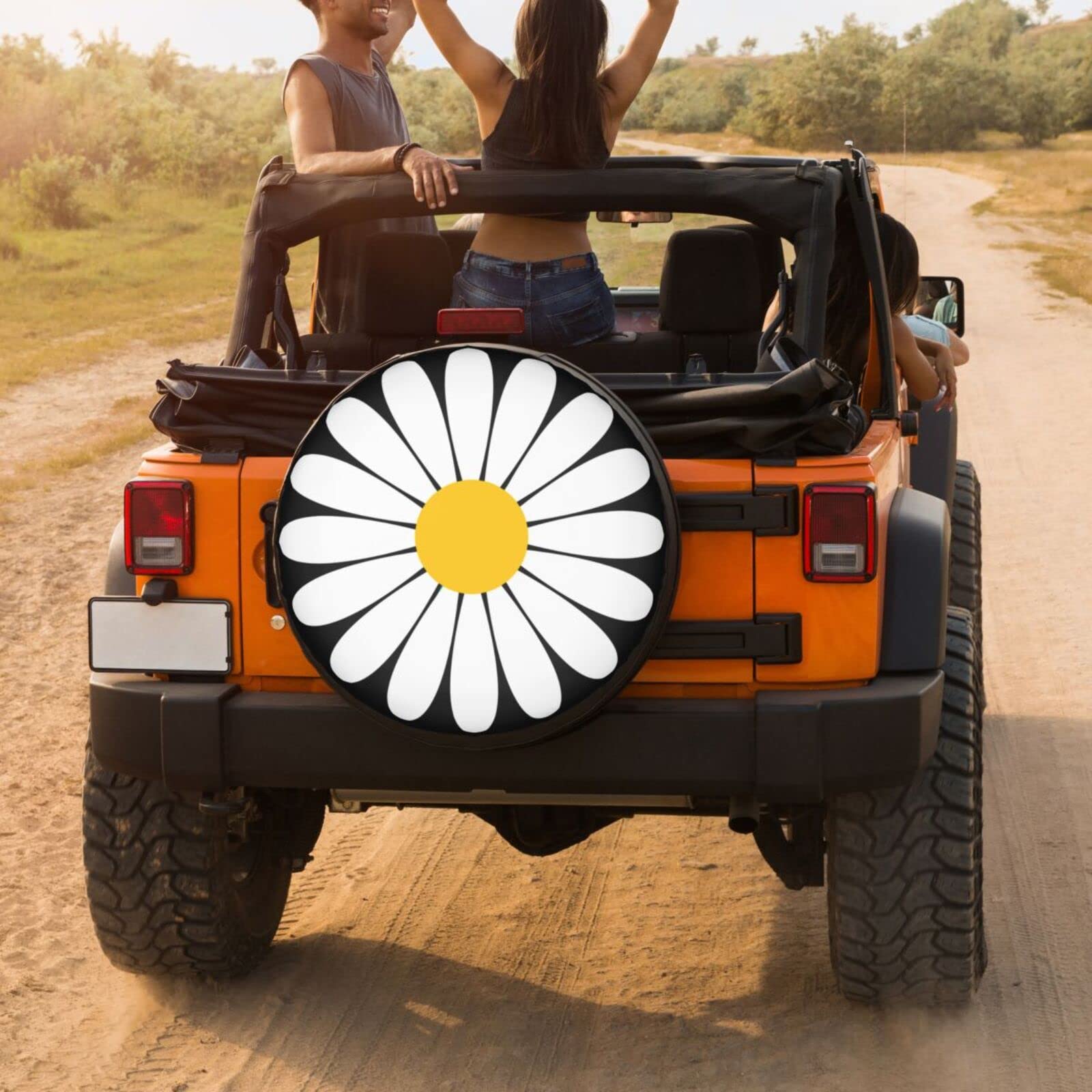 **Foruidea Daisy Flower Spare Tire Cover - Dust-Proof Wheel Cover for 16 Inch Tires - Fits Trailer, RV, SUV & More - Perfect for Outdoor Travel & Camping**