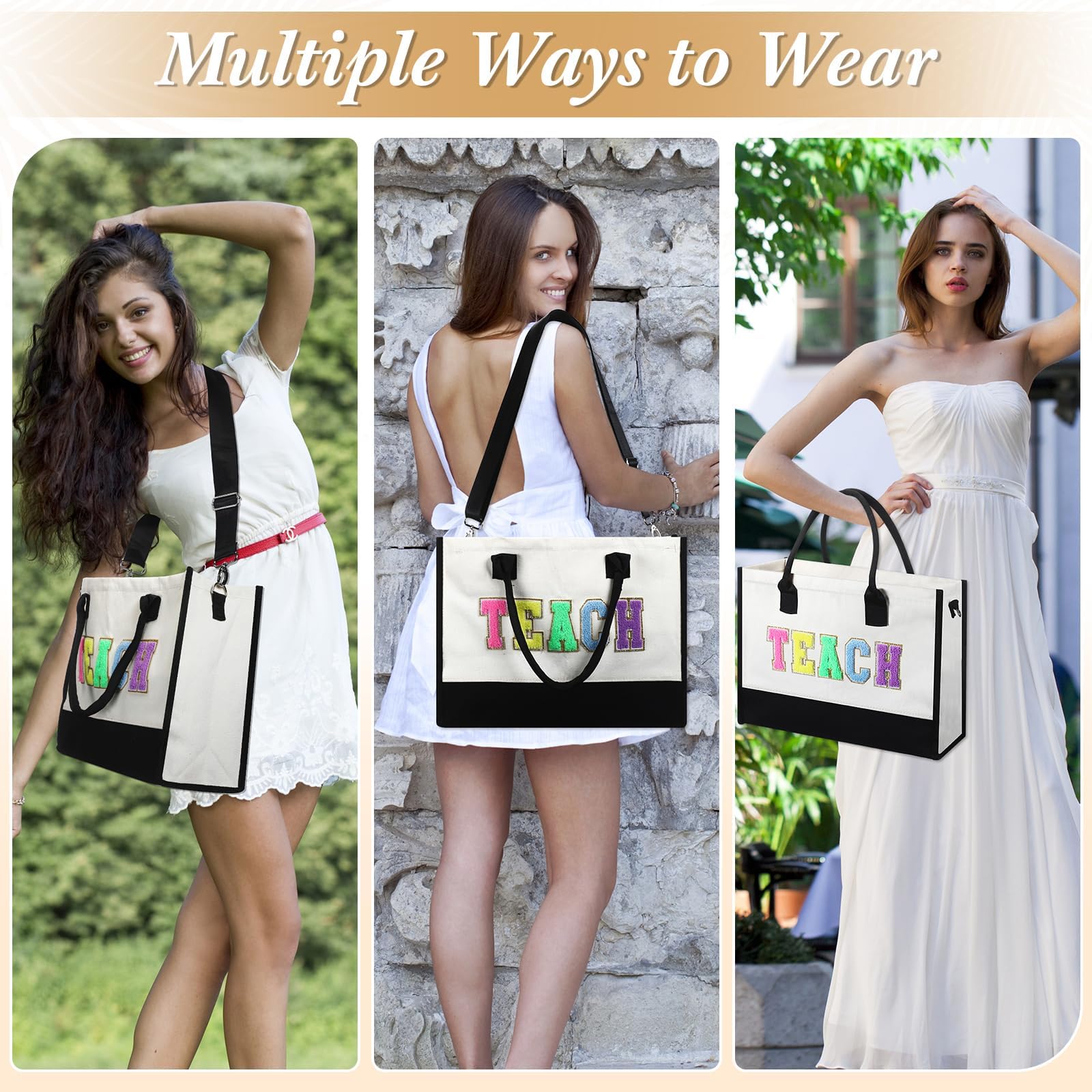 6 Pcs Teacher Tote Bags - Christmas & Graduation Gifts for Her