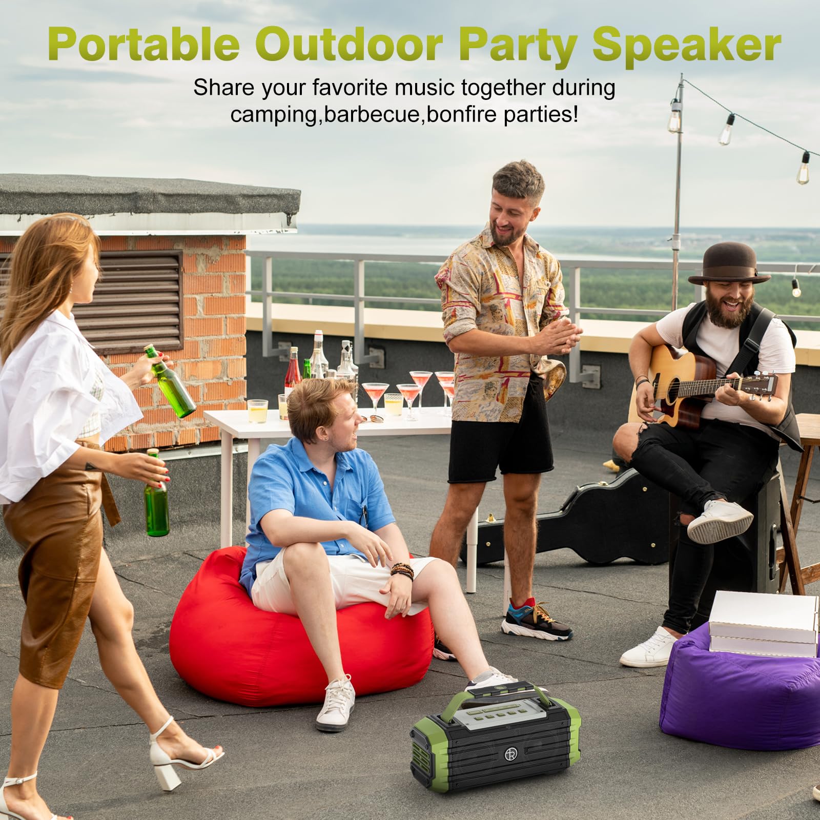 120W Portable Bluetooth Speaker with Deep Bass & TWS Pairing - 80W Wireless Hi-Fi Loudspeaker, IPX6 Waterproof, DSP Enhanced Sound - Perfect for Outdoor Camping, Beach Parties, Travel & Home Use