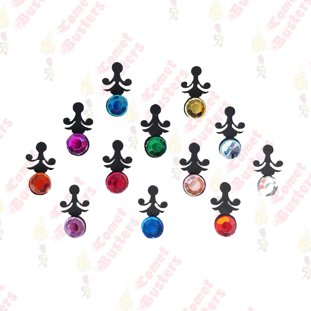 Comet Busters Elegant Black Bindi with Multicolor Gemstones (10mm) - Perfect for Indian Weddings, Festivals & Cultural Events | BIN286