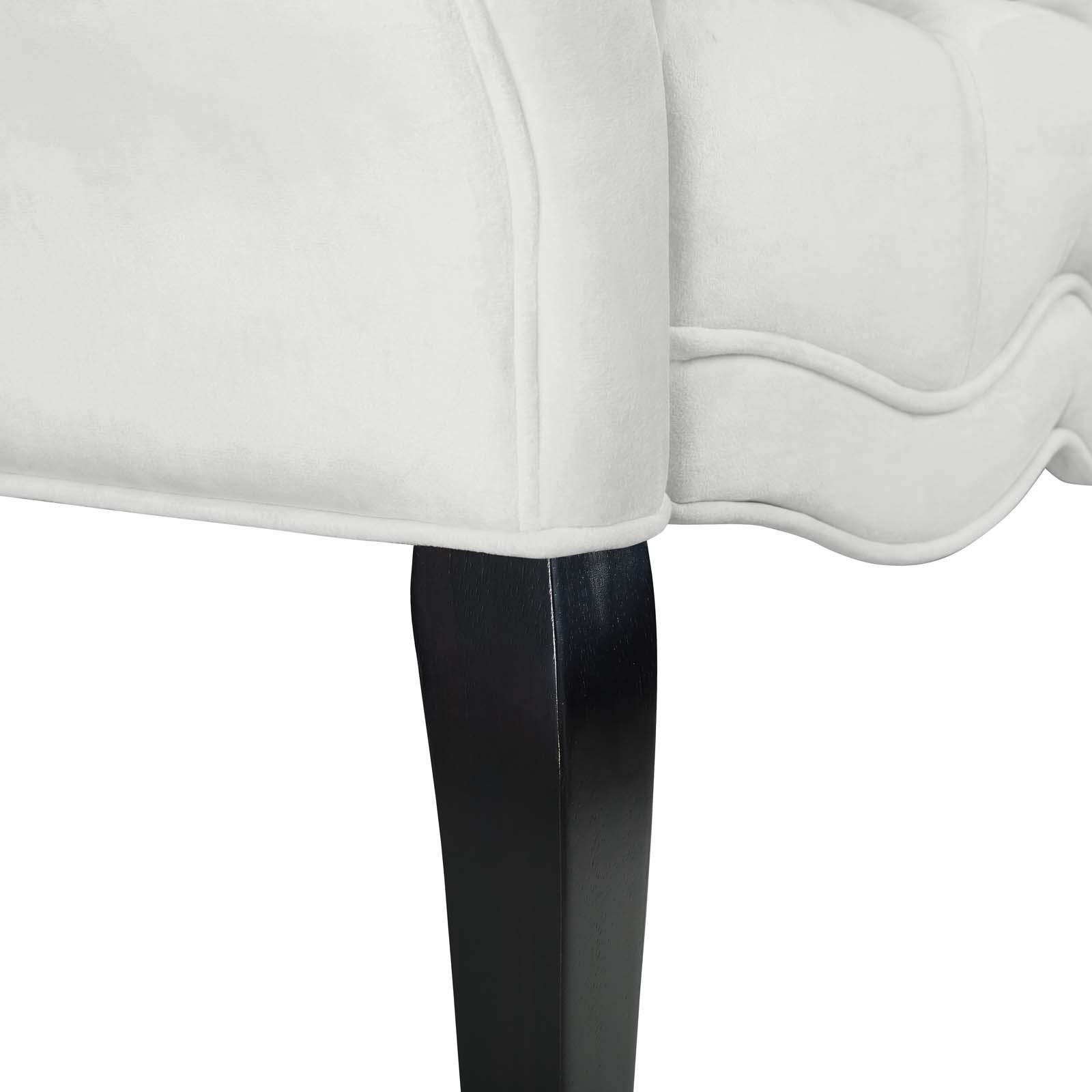 Modway Adelia Chesterfield Style Performance Velvet Entryway Bench - White Velvet Upholstered Sofa Bench for Hallway, Living Room & Bedroom Decor