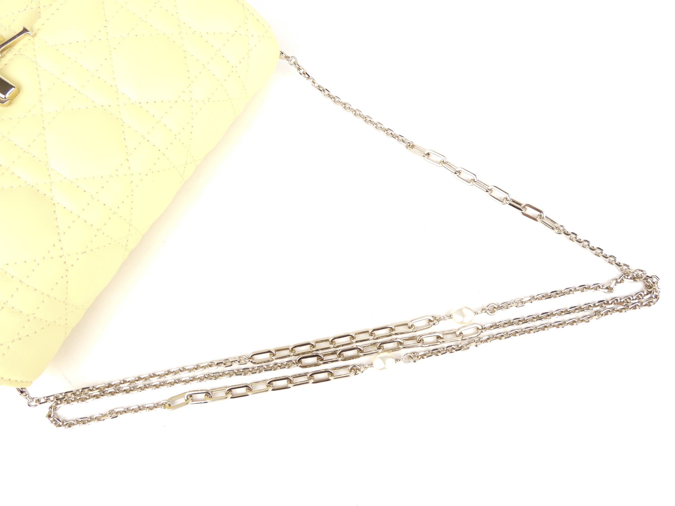 Christian Dior Pale Yellow Cannage Quilted Lambskin Leather Miss Dior Chain Pouch Crossbody Bag - Luxury Designer Handbag for Women, Perfect for Parties, Dates & Special Occasions