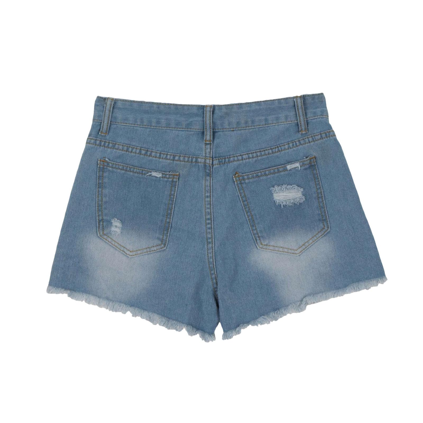 Women's Ripped Denim Shorts - Mid Rise Distressed Jeans for Summer | Casual & Stylish