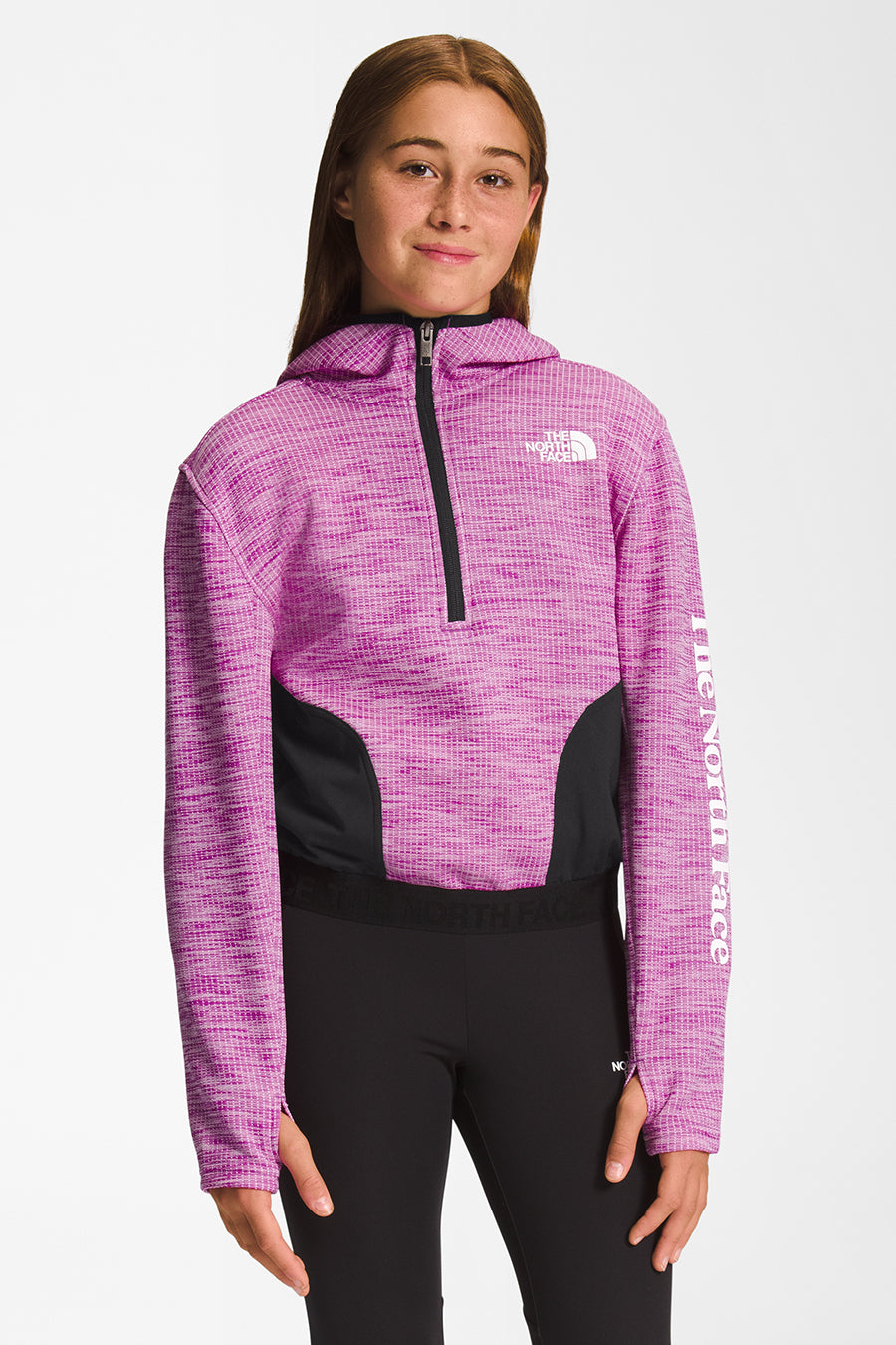 North Face Girls Sports Hoodie - Gardenia Purple Cactus Print - Comfortable & Stylish Activewear for Running, Gym & Outdoor Activities