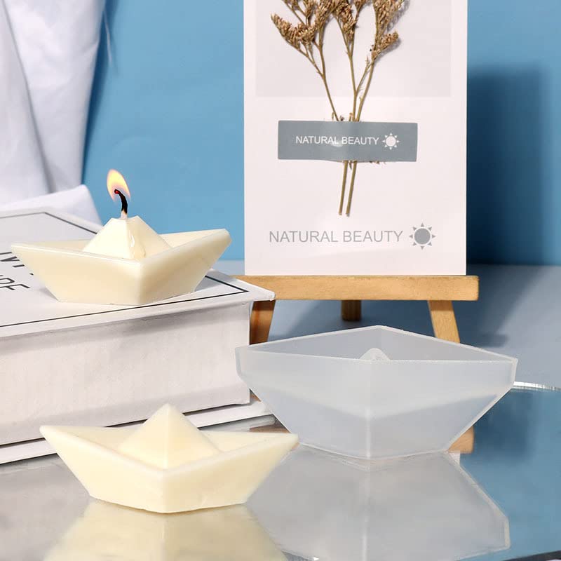 Cestony 2-Pack Paper Boat Shaped Silicone Molds for DIY Candles, Resin, Aromatherapy Soap, Car Fresheners & Gypsum Crafts - Perfect for Home Decor, Wedding Favors, and Gift Making
