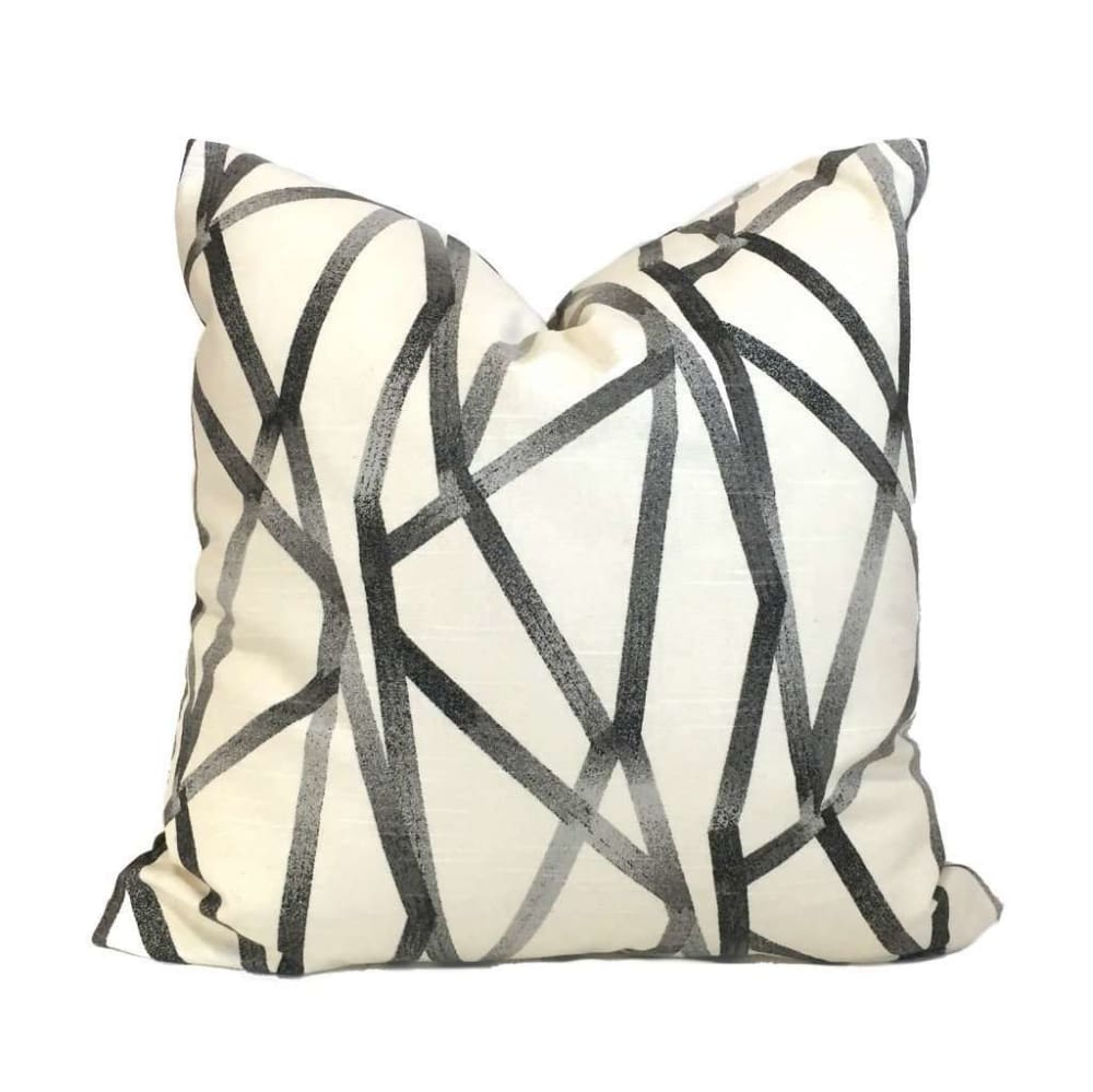Trevi Modern Abstract Lines Gray & Cream Cotton Pillow Cover - Soft Decorative Throw Pillow Case for Sofa, Bed, Living Room & Home Decor