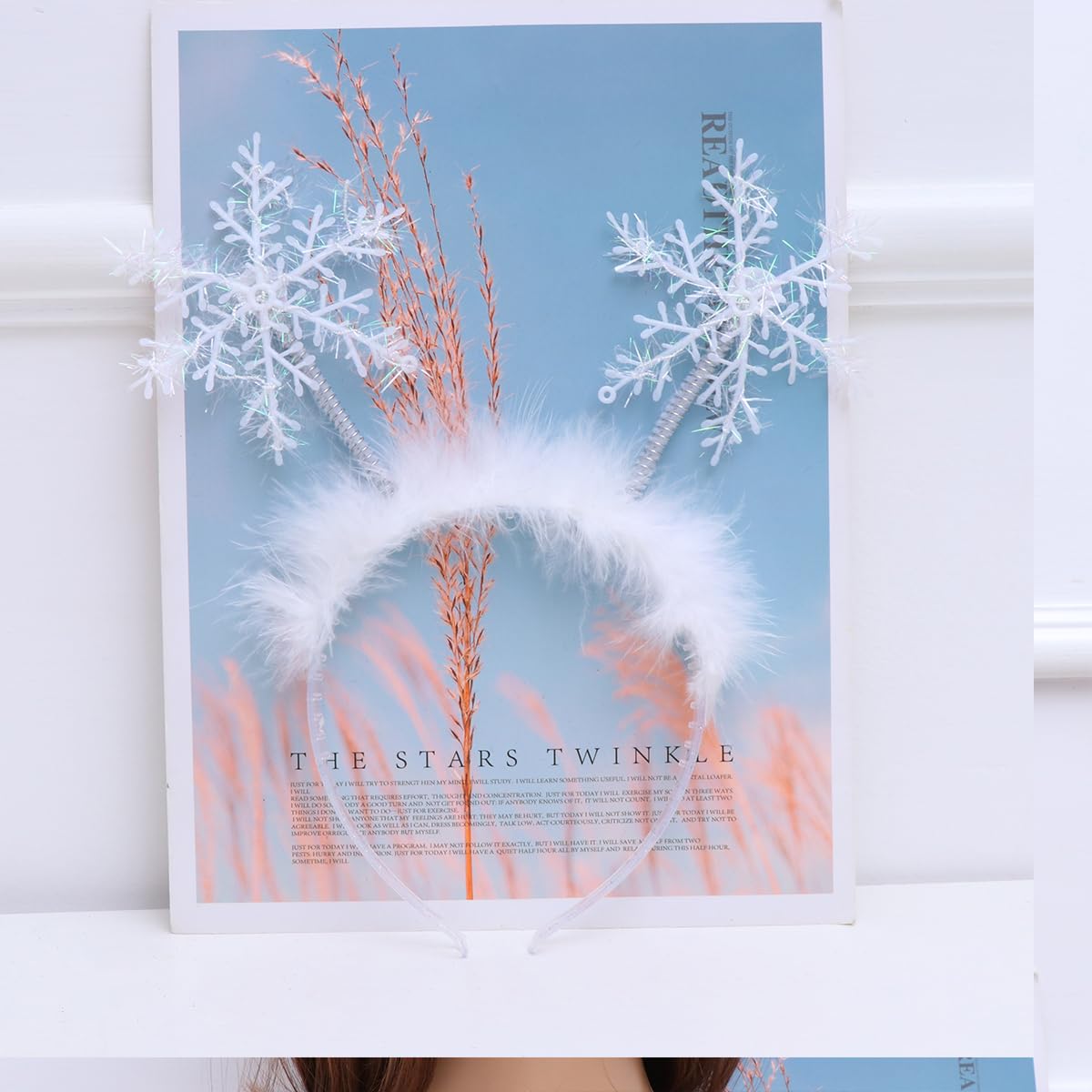 Lurrose 2 Pack Christmas Feather Snowflake Headbands - Festive Holiday Hair Accessories for Women, Girls & Kids - Perfect for Christmas Parties, Costumes & Holiday Photos