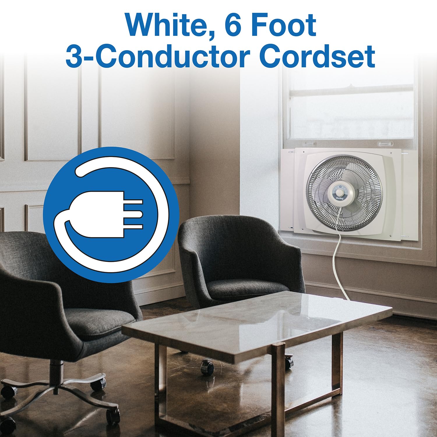 Air King 9155 16-Inch White Window Fan - Powerful Ventilation for Home & Office - Perfect for Cooling, Air Circulation & Energy Savings