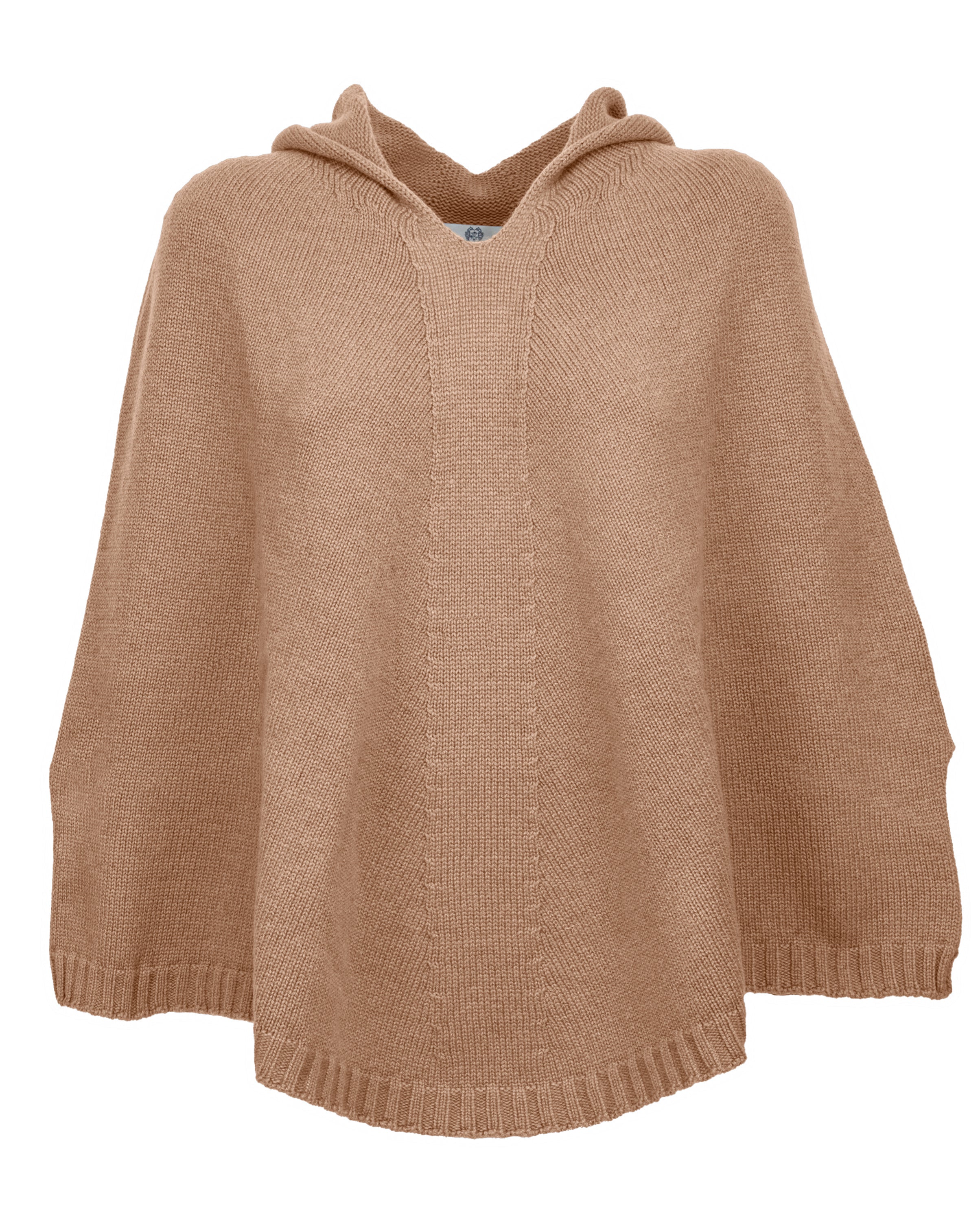 Luxury Women's Pure Cashmere Hooded Poncho Sweater - Soft Camel Color Winter Wrap for Cozy Evenings & Outdoor Activities