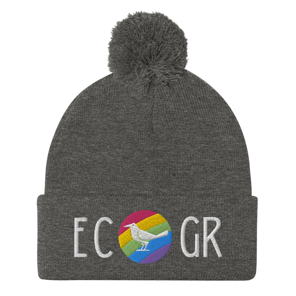 East Co. Grackles Pom Beanie - Stylish Winter Hat for Men & Women - Warm Knit Beanie with Faux Fur Pom - Perfect for Outdoor Activities, Skiing, and Casual Wear