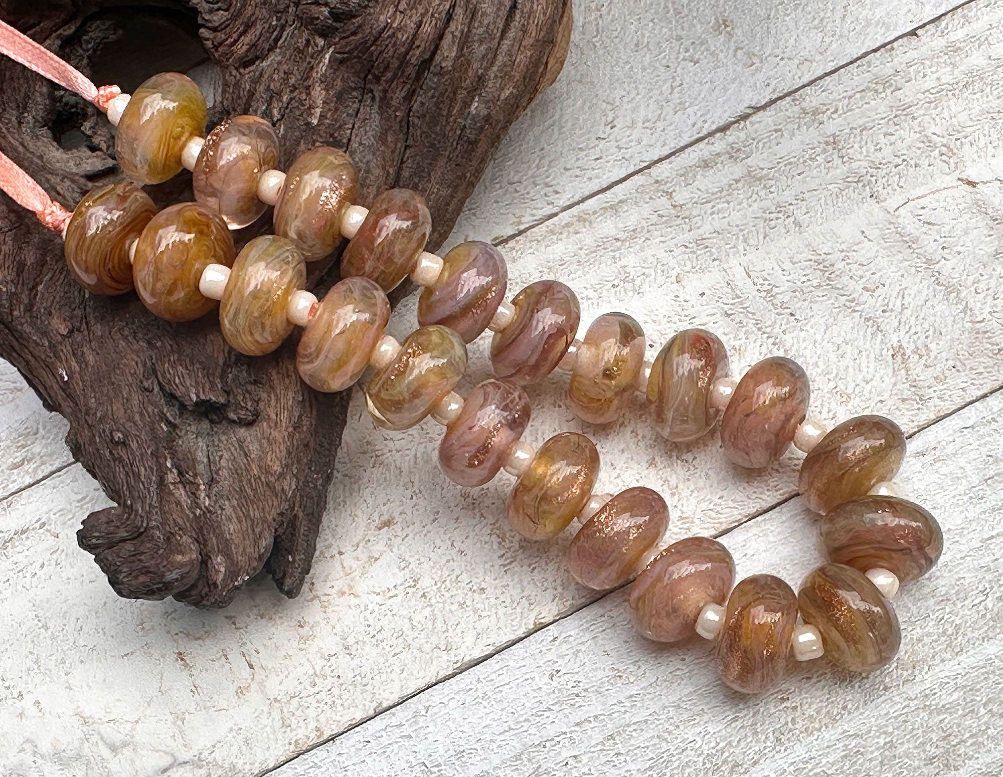Sunset Glow Pink Shimmer Lampwork Glass Beads for Jewelry Making - DIY Bracelets, Necklaces & Home Decor Crafts