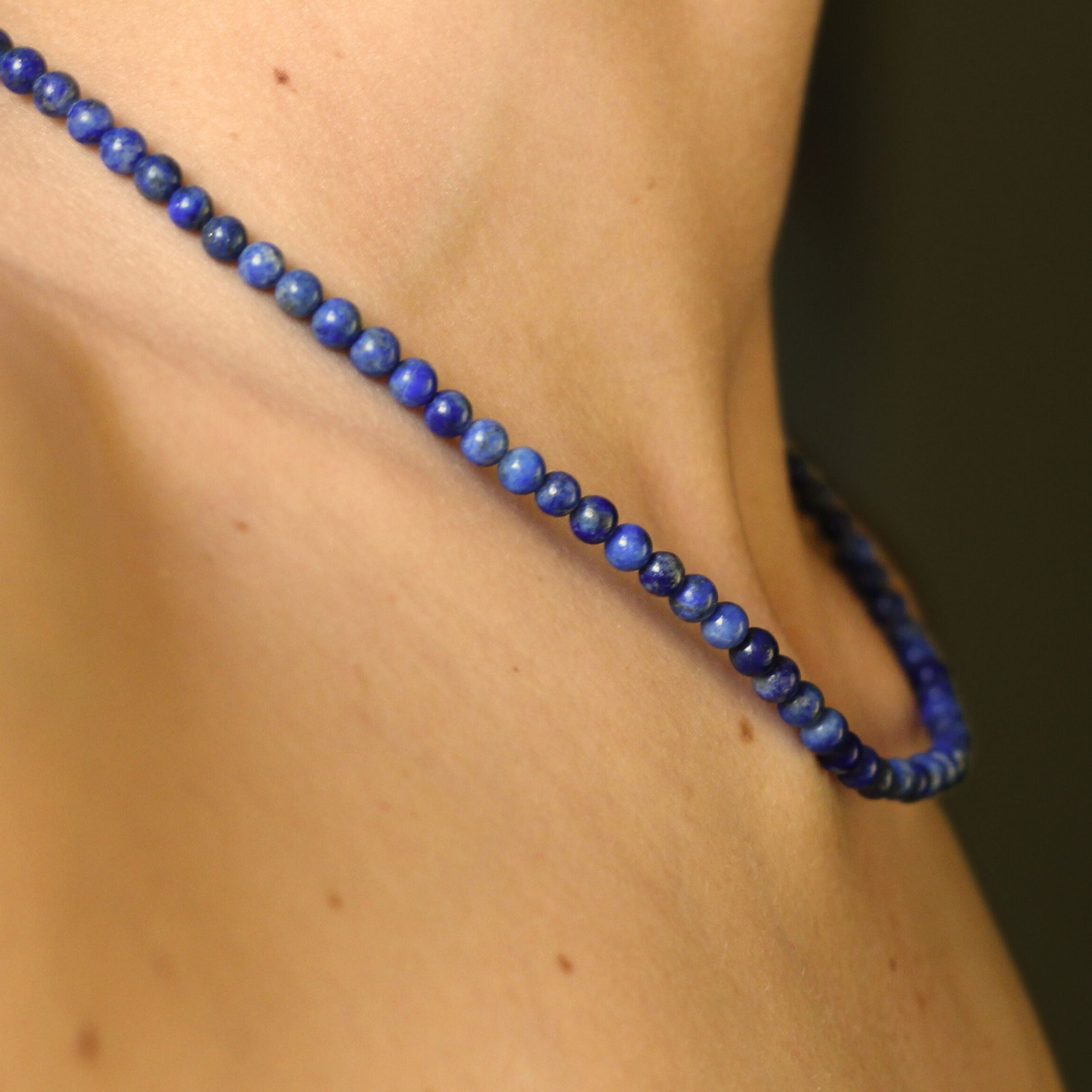 Lapis Lazuli Beaded Necklace - Mini Blue Stone Jewelry for Women, Spiritual Healing & Chakra Balancing | Perfect for Meditation, Yoga & Boho Fashion