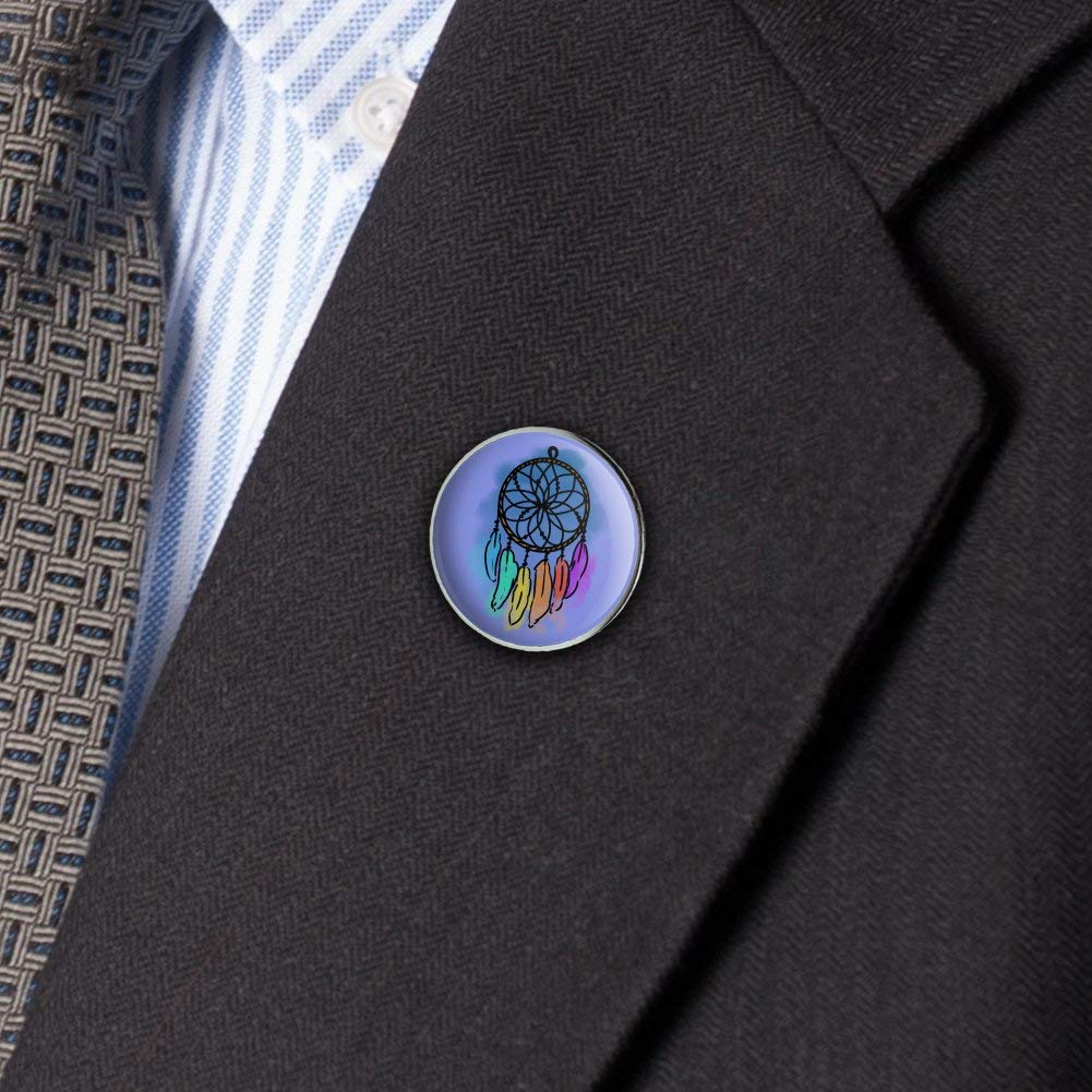 Dream Catcher with Rainbow Feathers - Watercolor Sketch Metal Tie Tack Pin (1.1