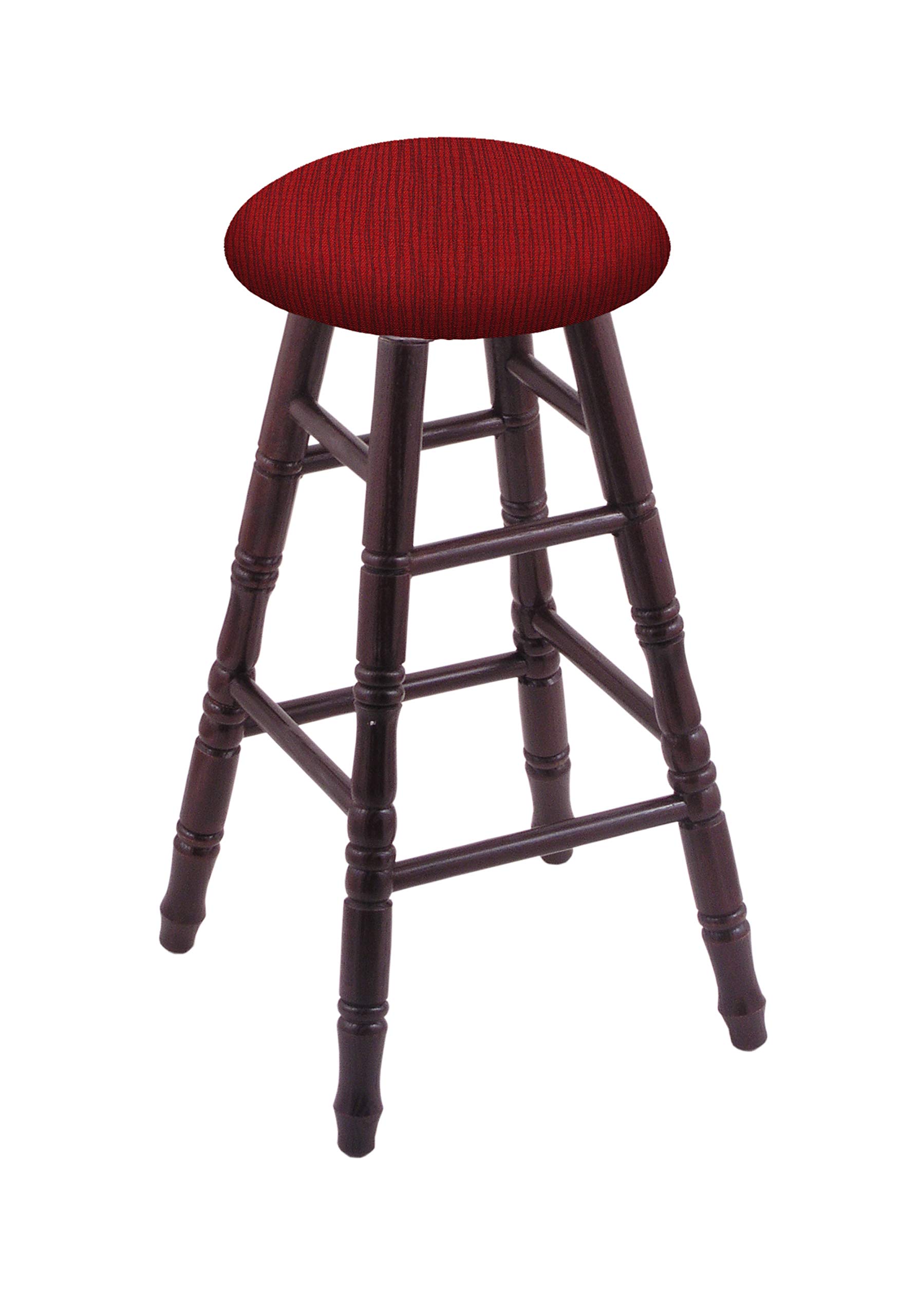 Dark Cherry Oak Bar Stool with Graph Ruby Seat - Rustic Pub & Kitchen Counter Height Stool for Home Bar, Restaurant, and Cafe Use