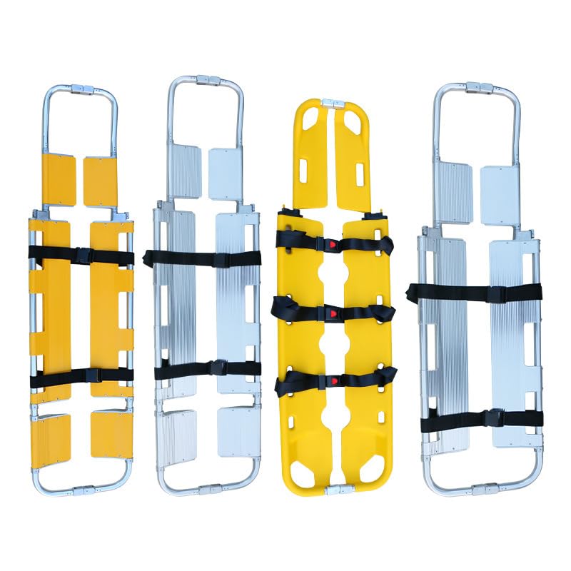 Aluminum Alloy Extendable Shovel-Type Stretcher - Foldable, Lightweight & Heavy Duty for Outdoor Rescue, Camping & Emergency Use (Yellow, 6-Piece Set)