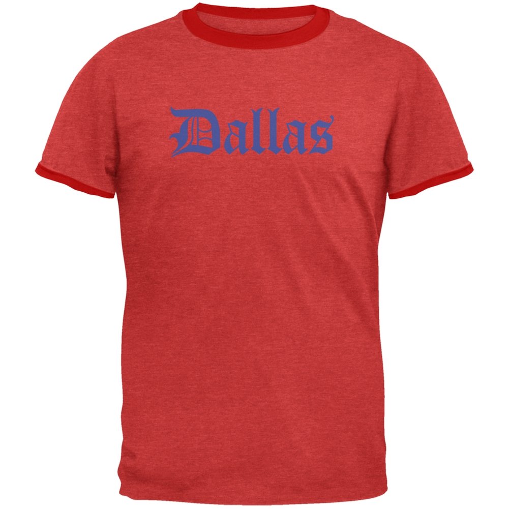 Vintage Old English Dallas Heather Red-Red Men's Ringer T-Shirt - 2XL | Retro Graphic Tee for Casual Wear, Street Style & Gifts