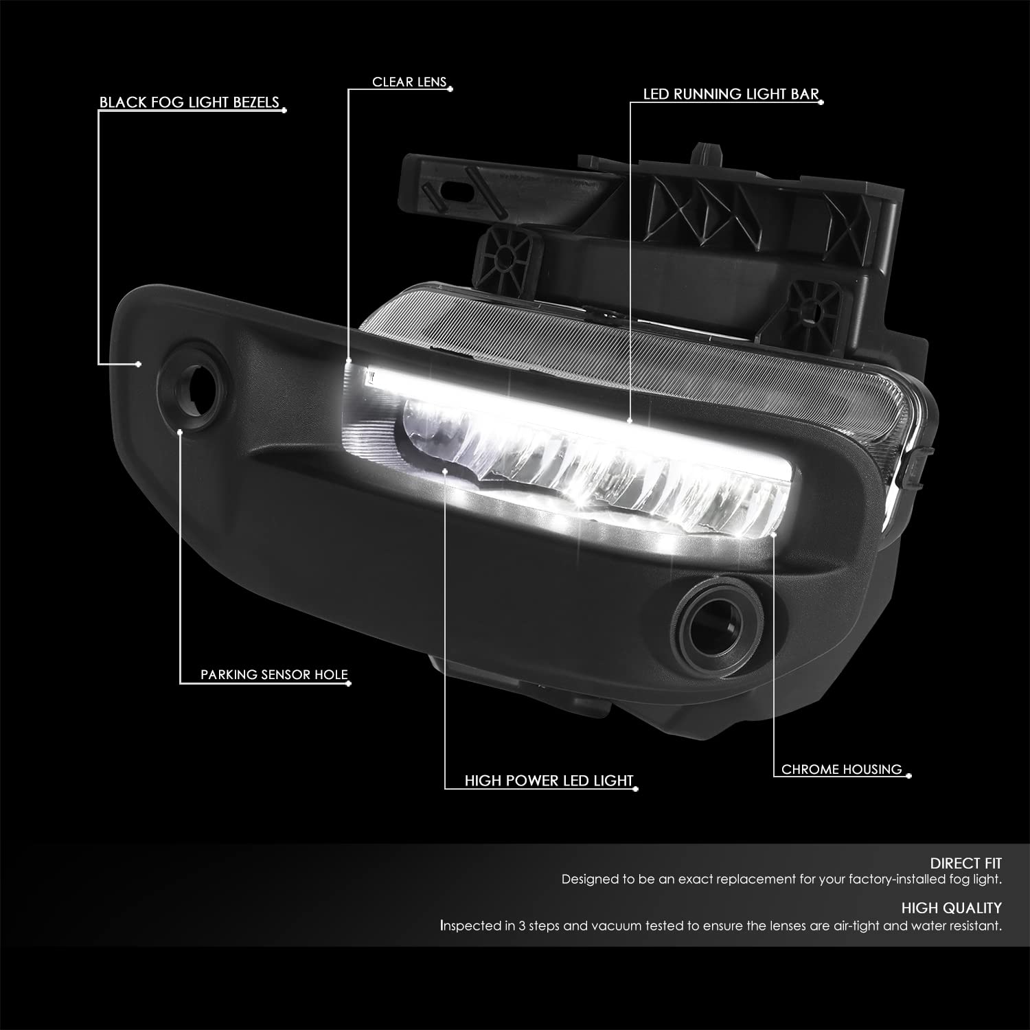 DNA MOTORING FL-ZTL-351-CH Chrome LED Light Bar Fog Lights - Clear Lens, Compatible with 2019-2022 Ram 1500 - Perfect for Off-Roading & Night Driving