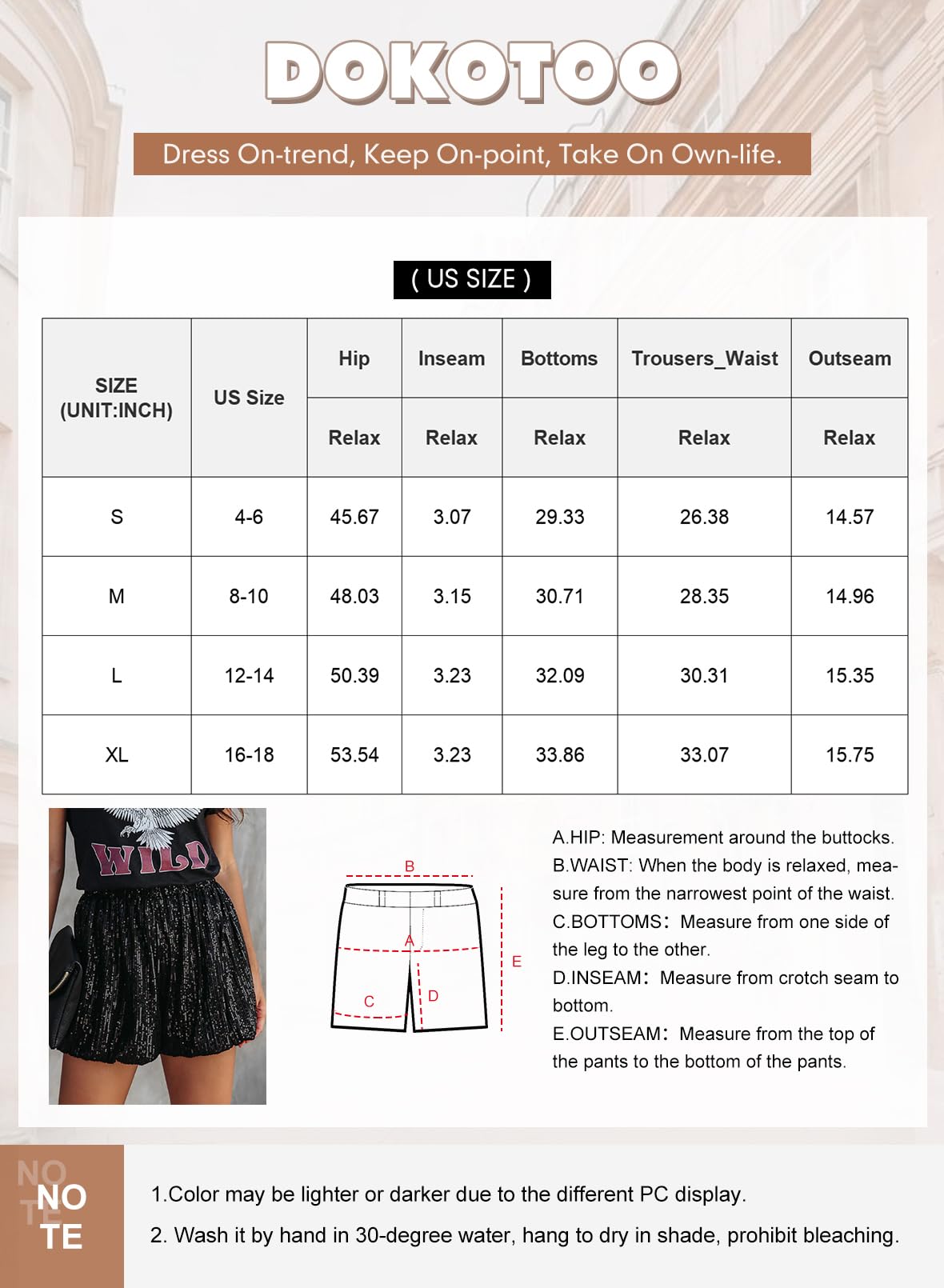 Dokotoo Women's Sequin High Waist Shorts - Elastic Straight Leg Sparkle Casual Shorts for Women | Trendy Party & Night Out Outfit